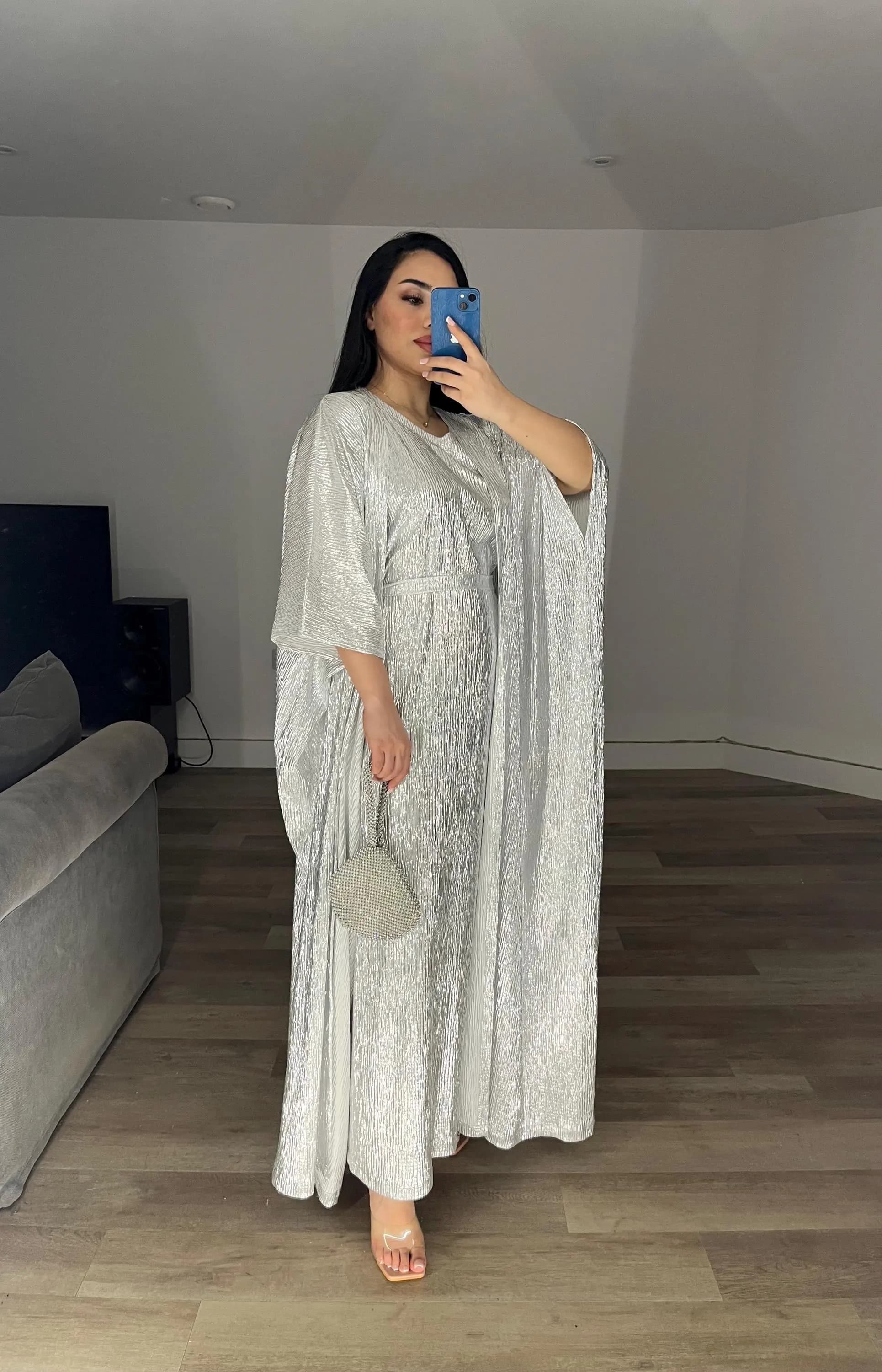 Shiny silver abaya