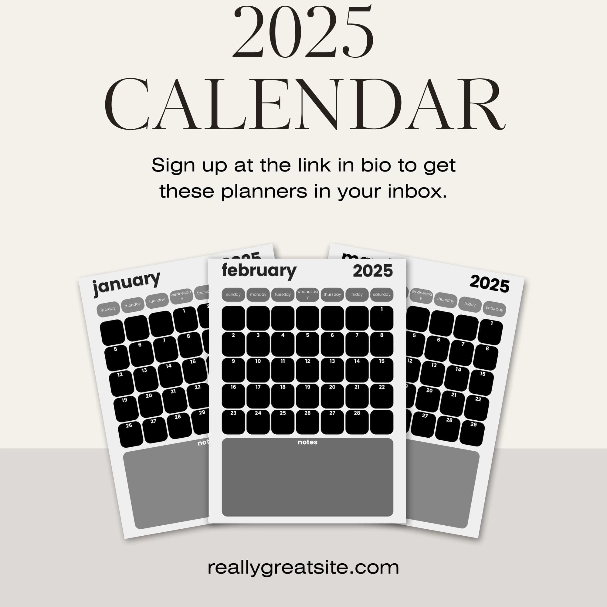 2025 Calendar 2025 Monthly Planner Portrait Elegant Monthly Calendar Sunday & Monday Start 2025 A4 Letter Size Wall Calendar PRINTABLE PDF - image 3