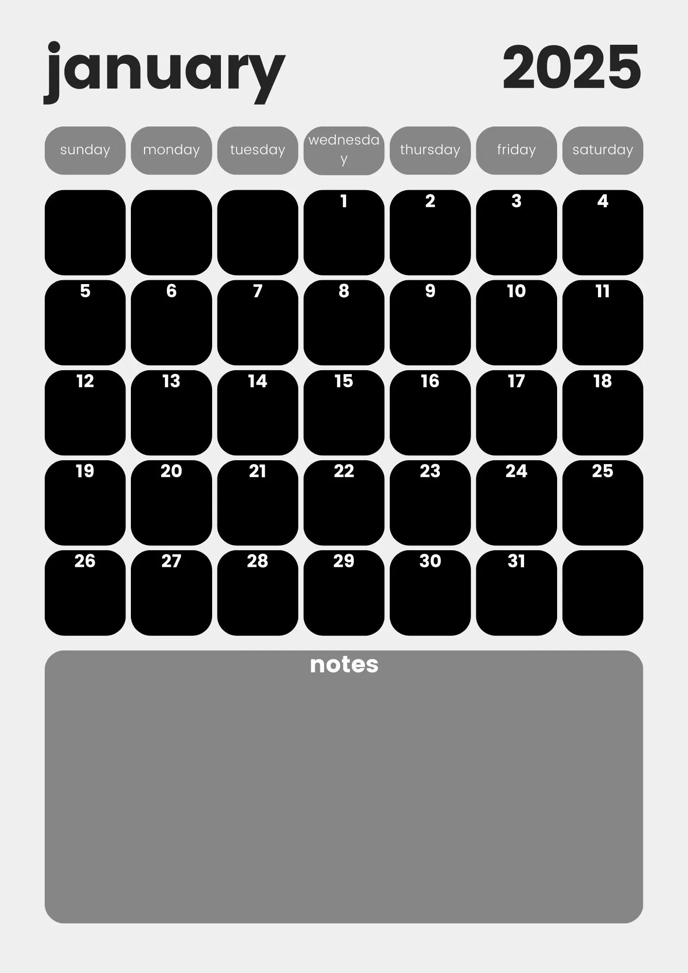 2025 Calendar 2025 Monthly Planner Portrait Elegant Monthly Calendar Sunday & Monday Start 2025 A4 Letter Size Wall Calendar PRINTABLE PDF - image 4