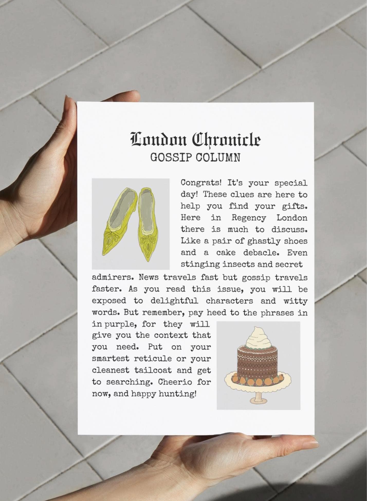 Scavenger Hunt Clues: Jane Austen Gossip Column (Printable) - image 3