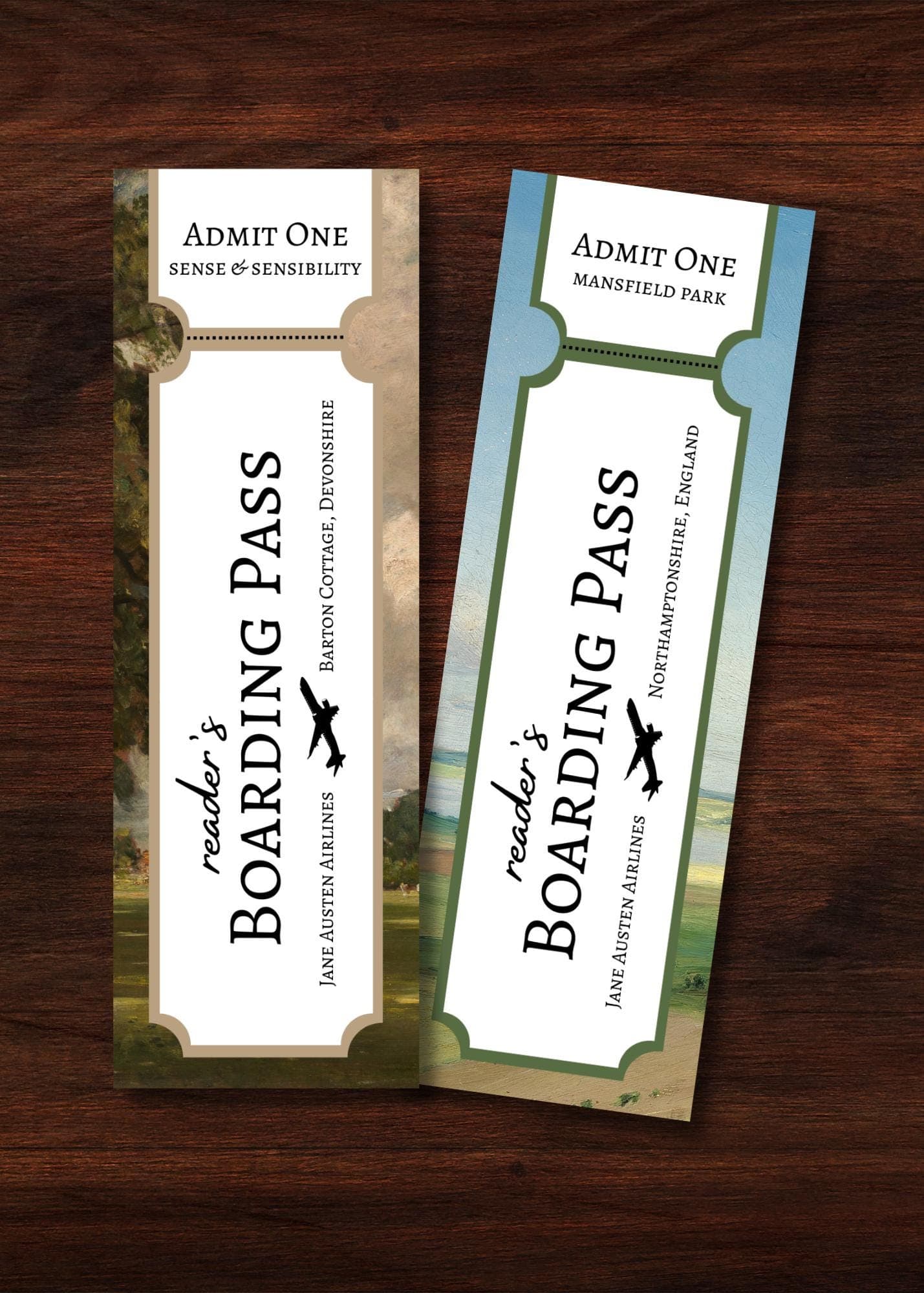 Jane Austen Airlines Ticket Bookmarks (Printable) - image 4