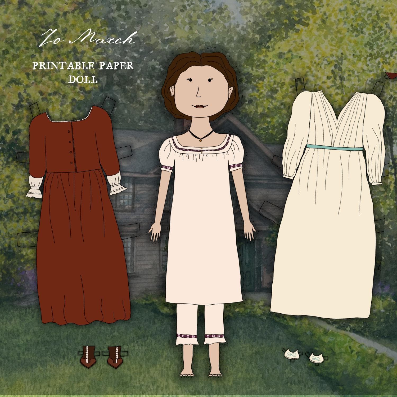 Jo March Paper Doll: Little Women Inspired Printable (8.5x11 Inches)