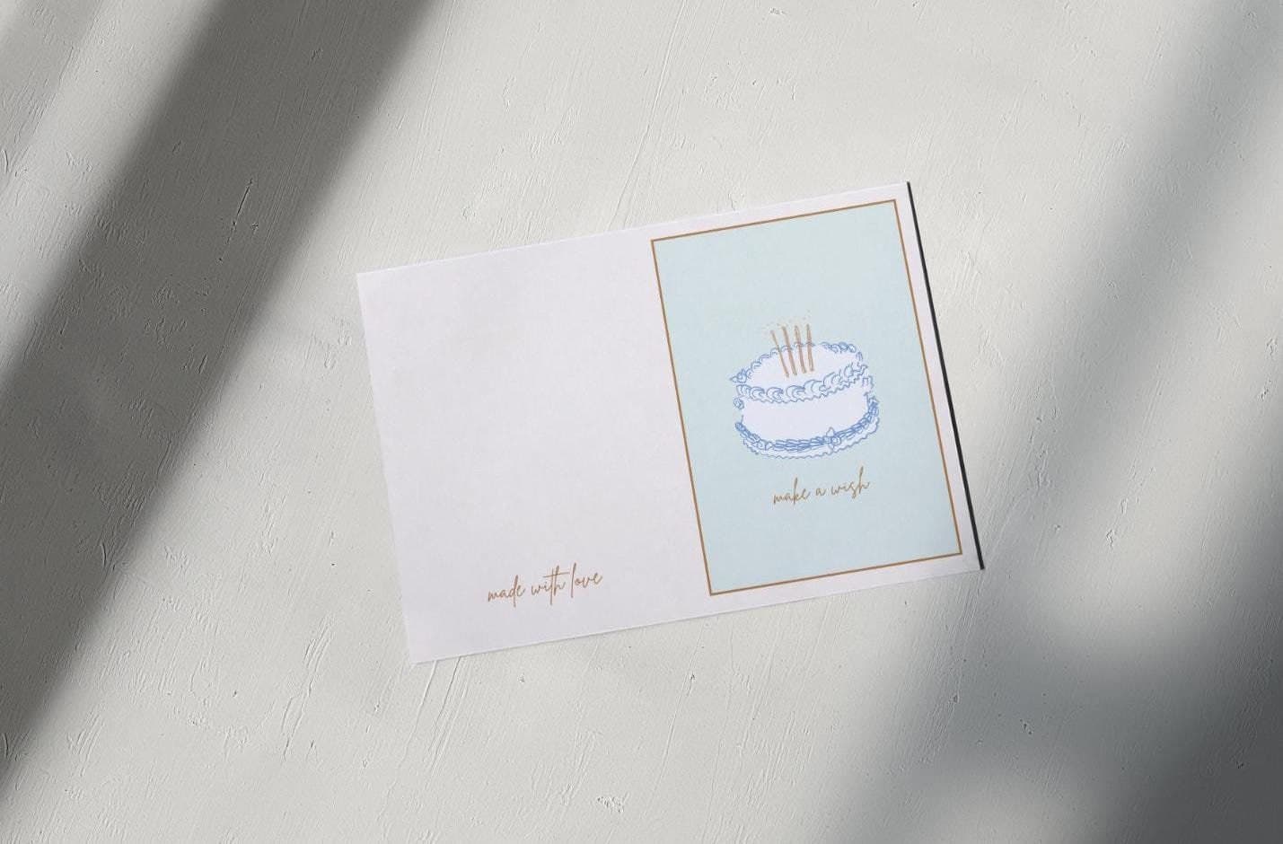 Elegant Birthday Cake Card: Foldable Printable (10x7 inches)