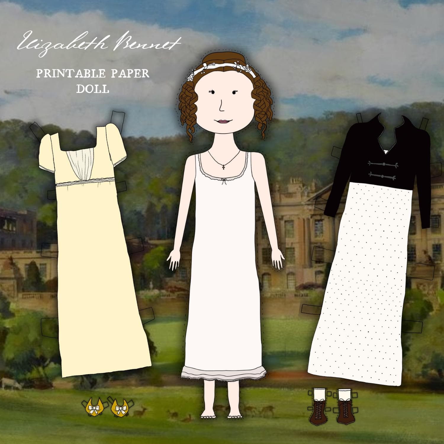 Elizabeth Bennet Paper Doll: Pride and Prejudice Printable (8.5x11 Inches) (Digital Download