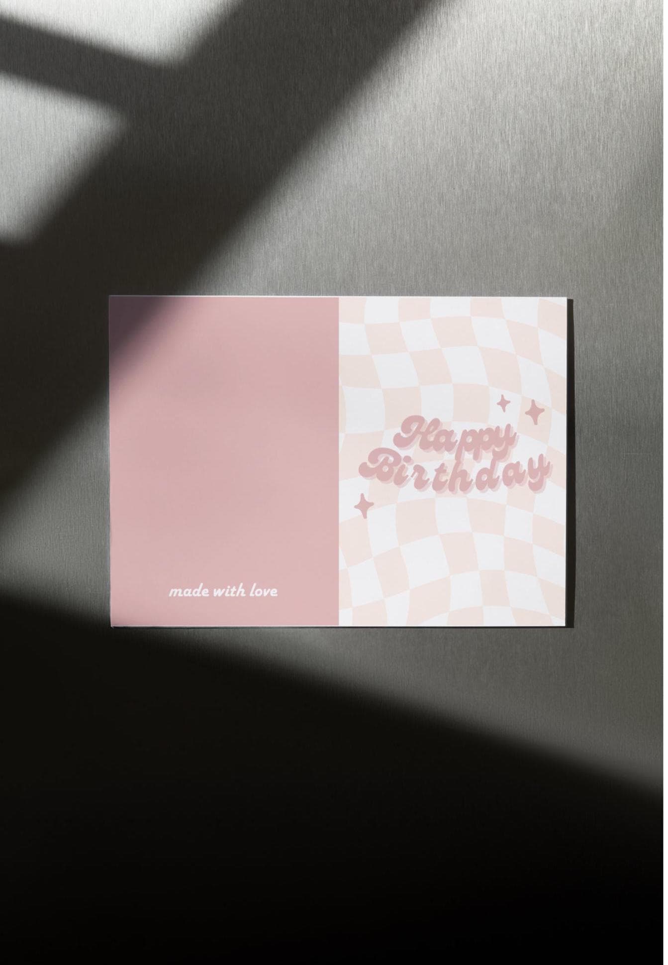 Retro Checkered Birthday Card: Pink Party Printable (10x7 inches) (Digital Download) - image 4