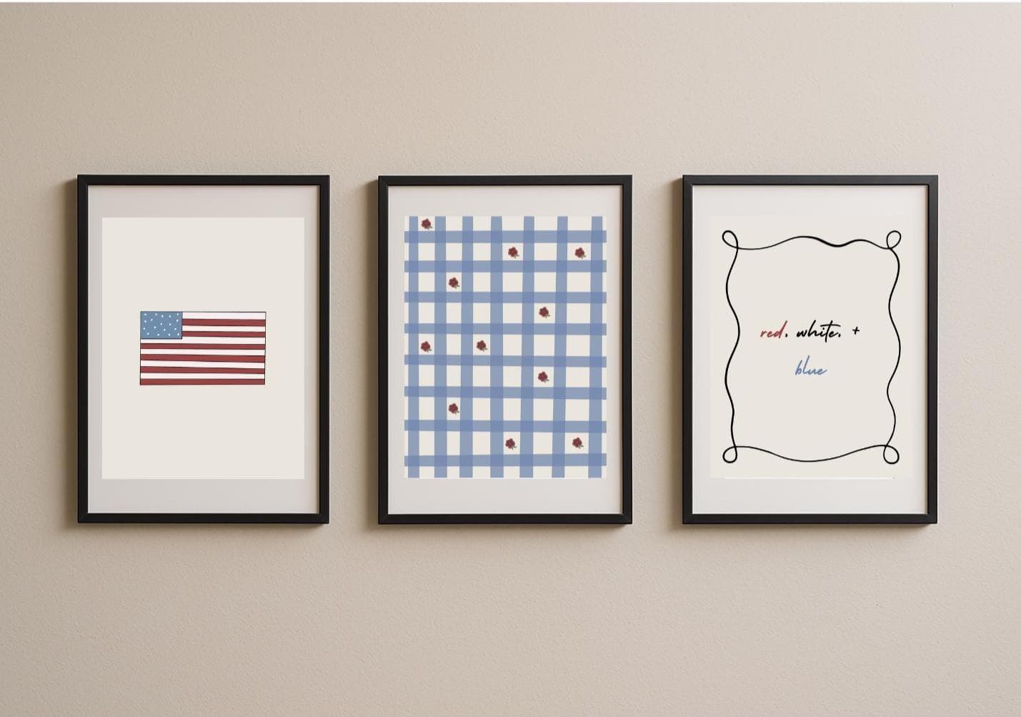 3 Set American Wall Prints | 2 Sizes | 11x14 Inches | 8.5x11 Inches