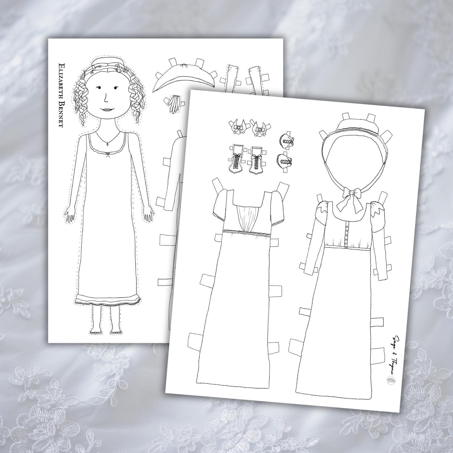 Elizabeth Bennet Paper Doll: Pride and Prejudice Printable (8.5x11 Inches) (Digital Download - image 3