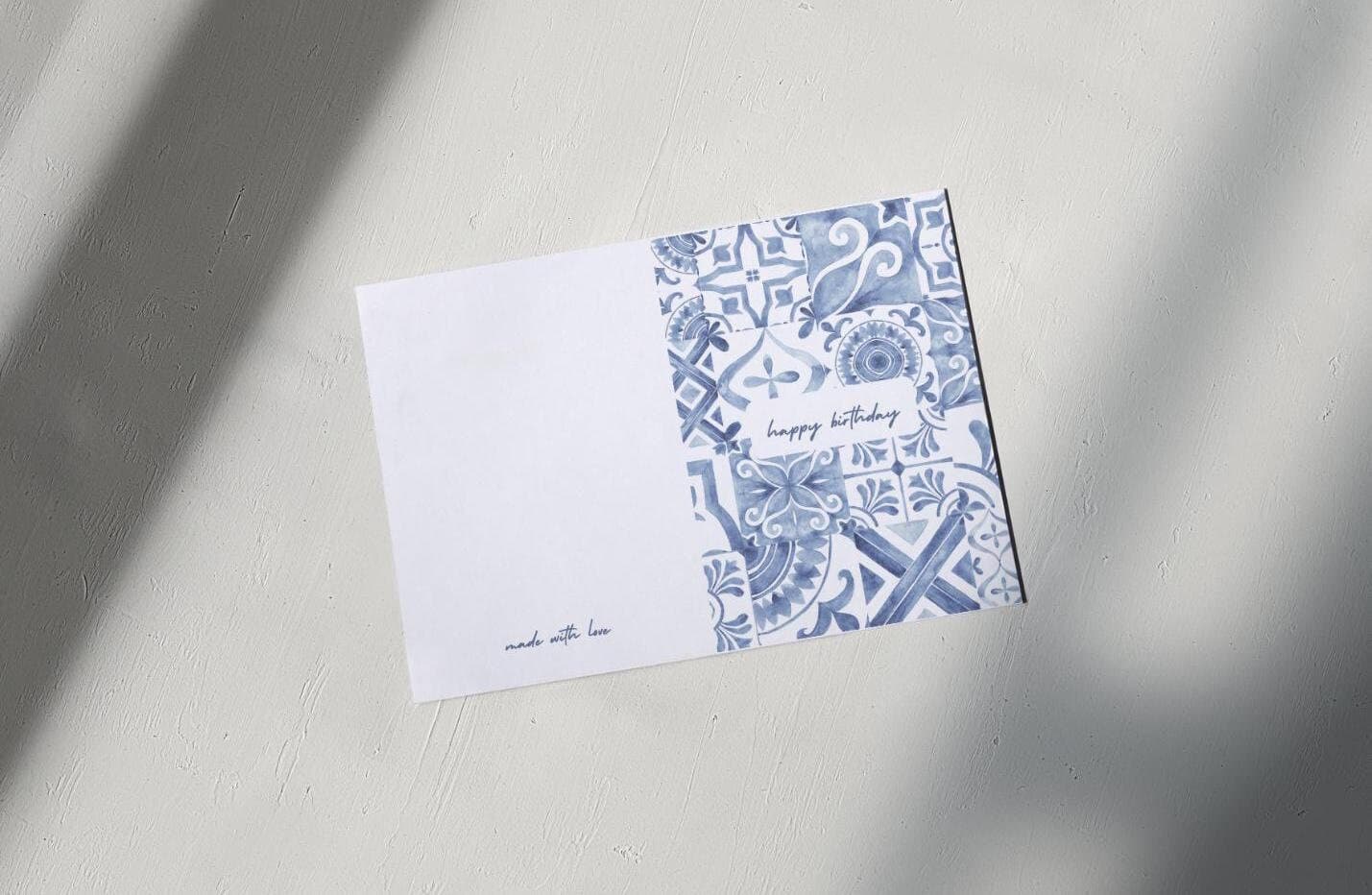 Tile Birthday Card: Elegant Printable Card (10x7 inches)