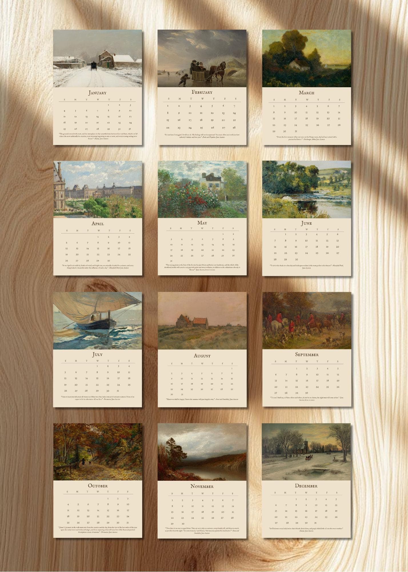 2026 Jane Austen Calendar: Printable Letter Size (Digital Download) - image 3