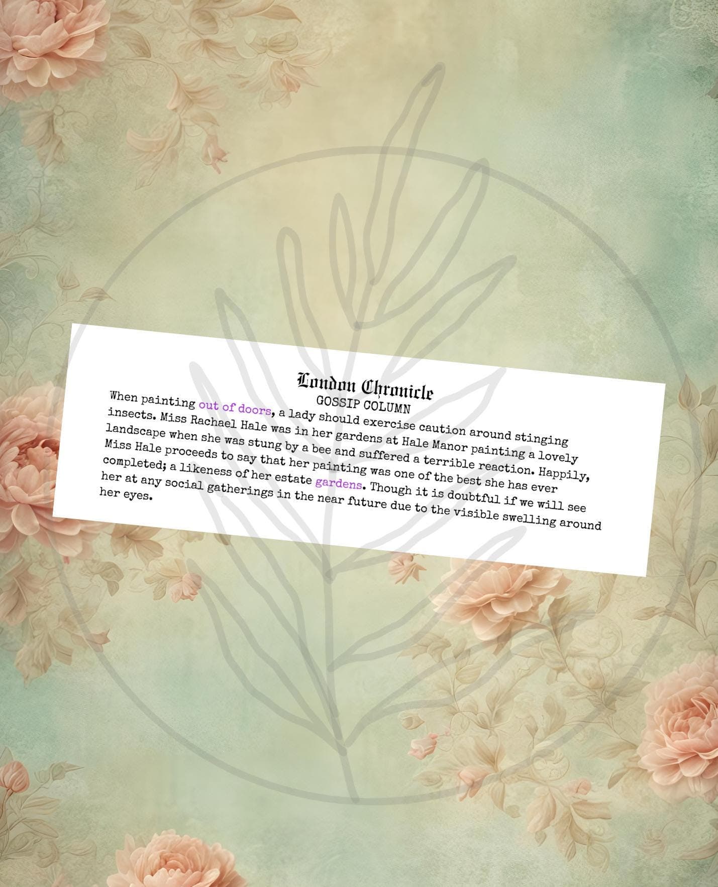 Scavenger Hunt Clues: Jane Austen Gossip Column (Printable) - image 5