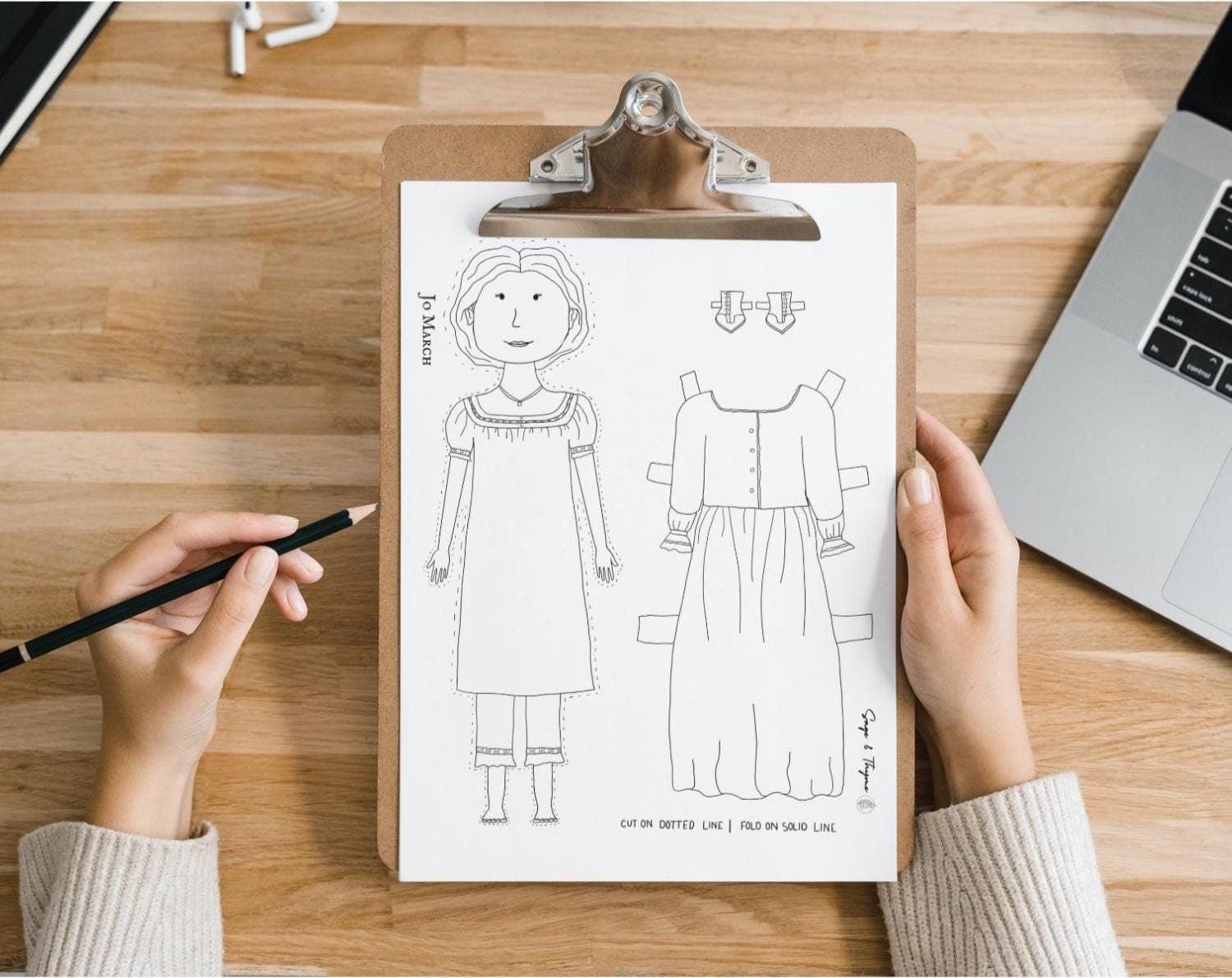 Jo March Paper Doll: Little Women Inspired Printable (8.5x11 Inches) - image 4