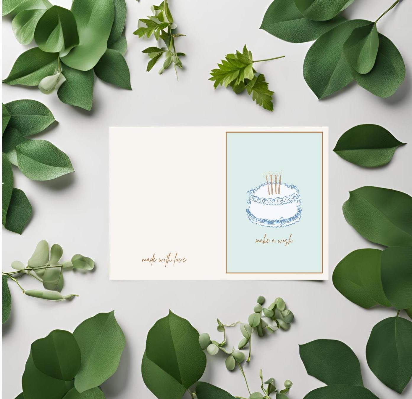 Elegant Birthday Cake Card: Foldable Printable (10x7 inches) - image 3