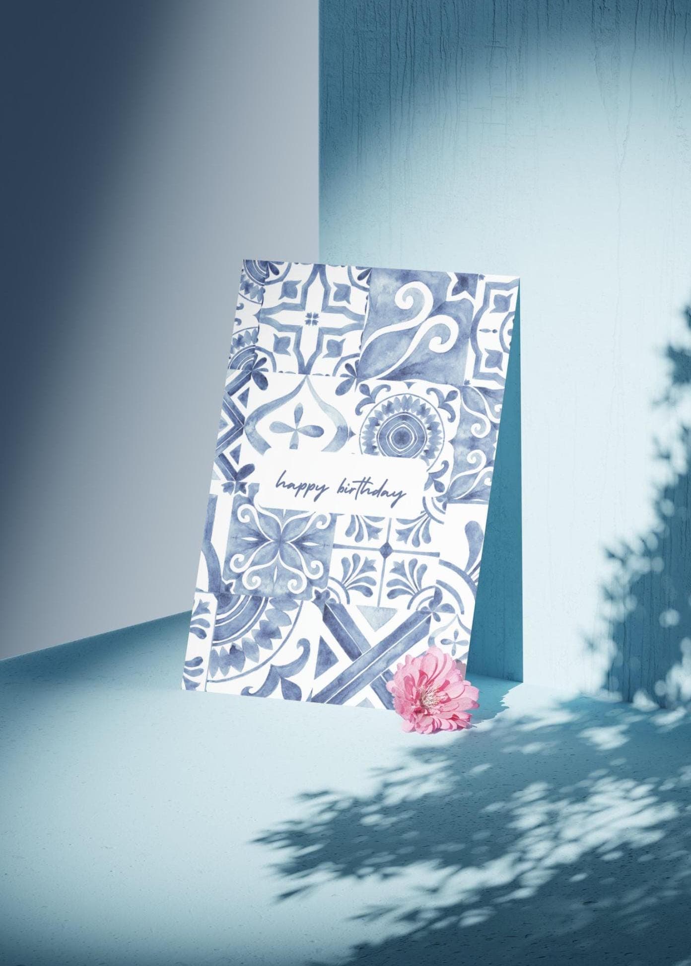 Tile Birthday Card: Elegant Printable Card (10x7 inches) - image 5