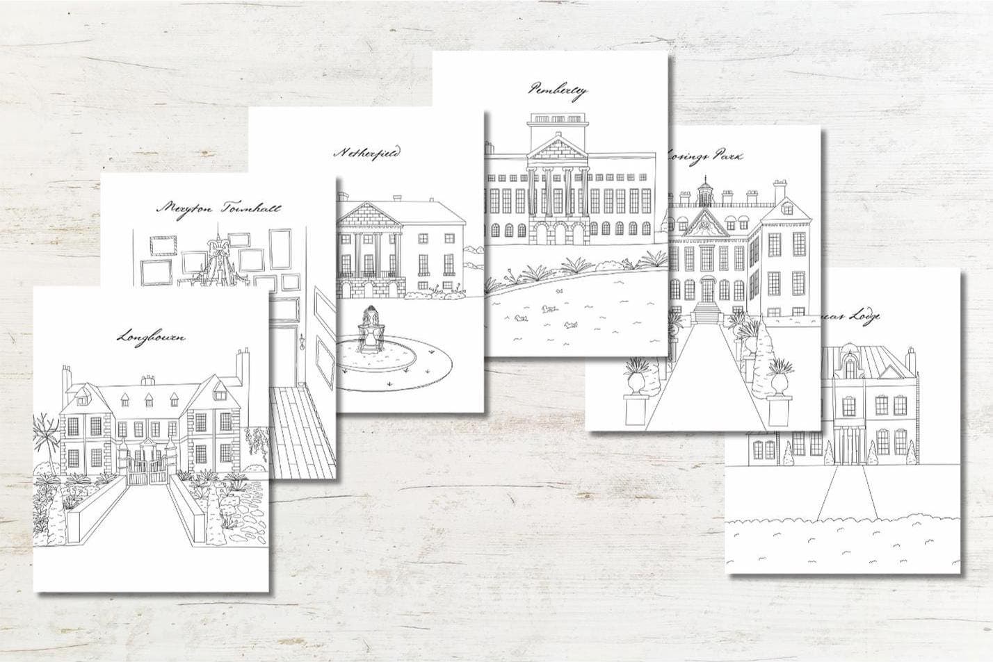 Pride and Prejudice Coloring Pages: Jane Austen Printable Scenes (Digital Download)