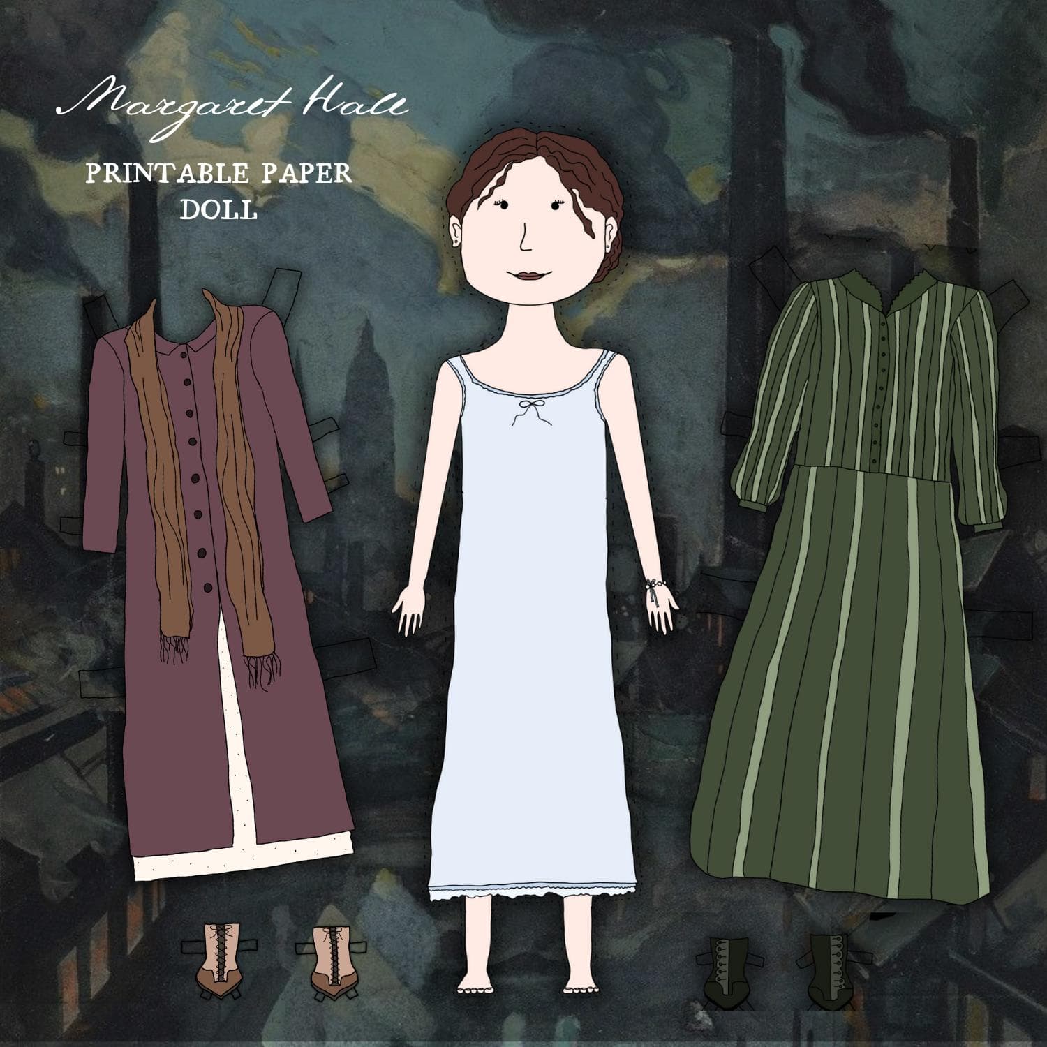 Margaret Hale Paper Doll: North and South Victorian Fashion (Printable 8.5x11 Inches)