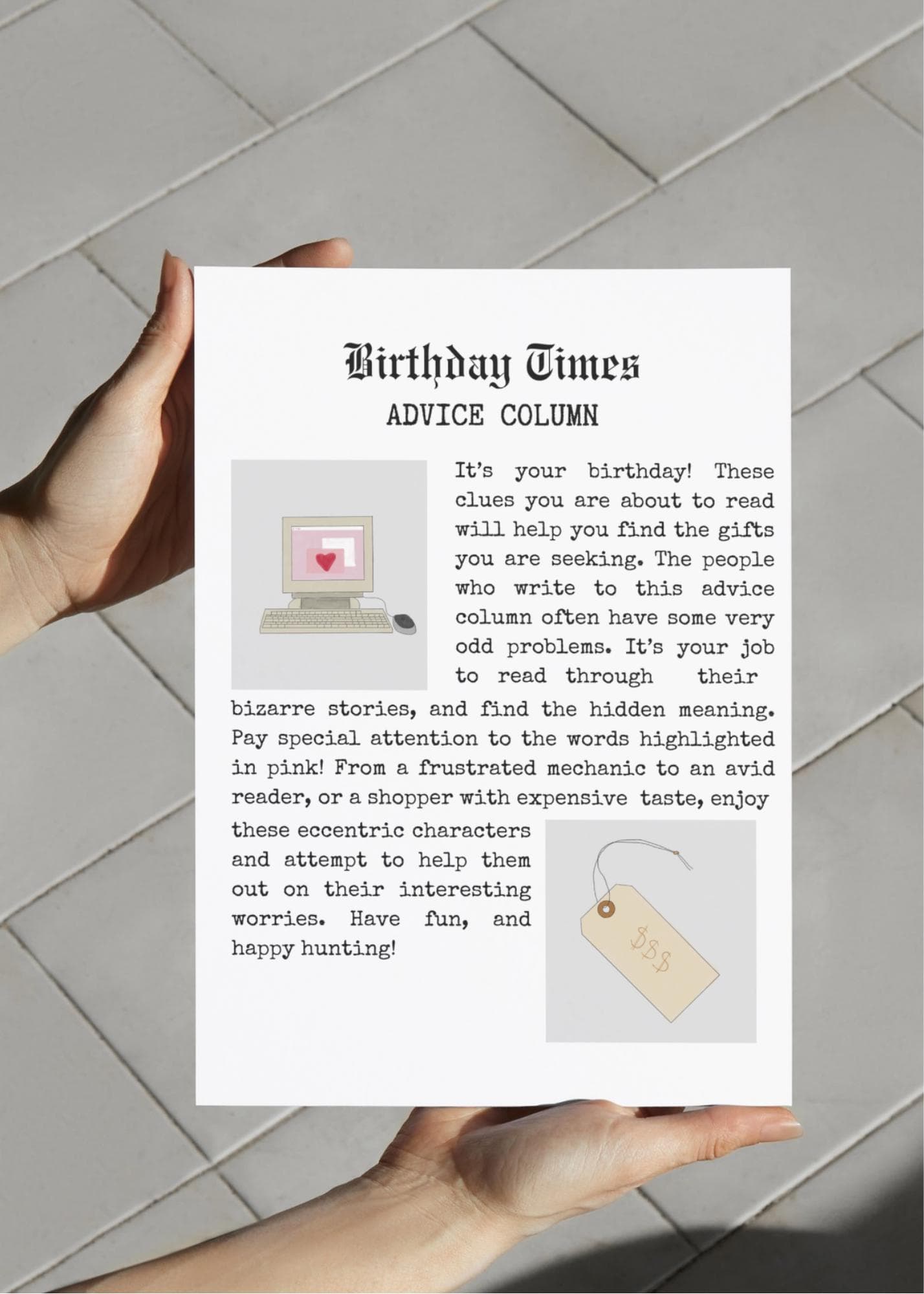 Scavenger Hunt Clues: Newspaper Advice Column (Printable PDF) - image 3