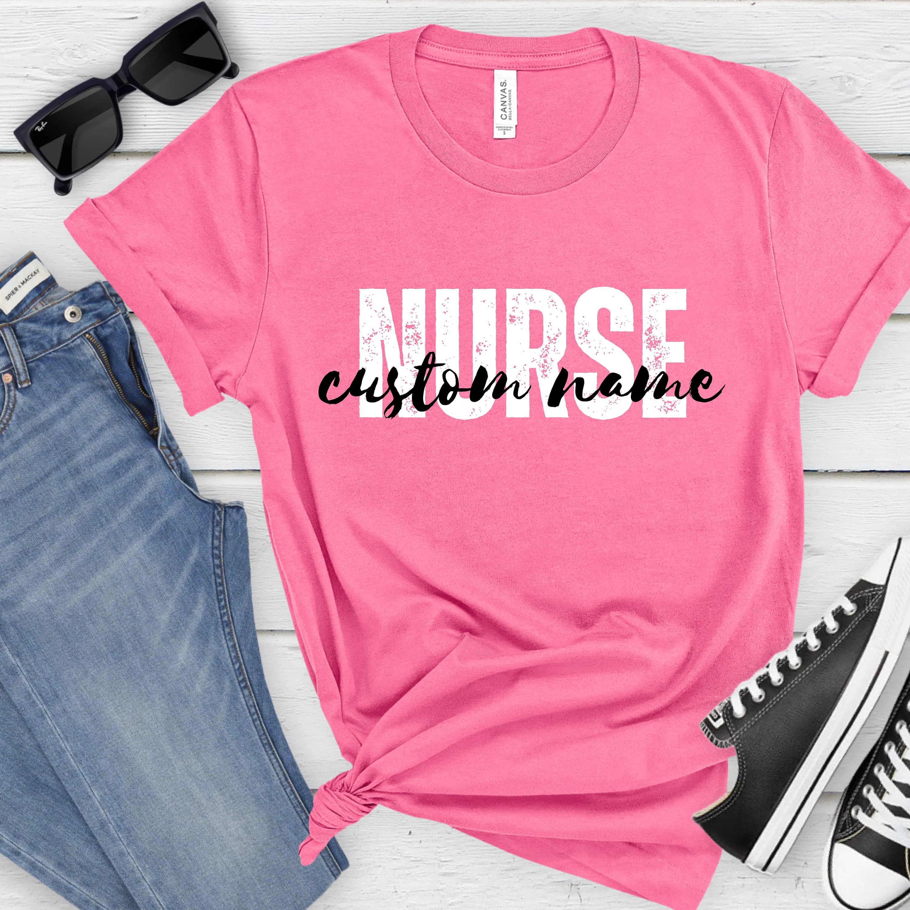Custom Nurse Shirt, Personalized Nurse Shirt, Customized RN Nurse Name shirt, Nursing School Student Shirt, Nurse Graduation Gift, Size S-XL