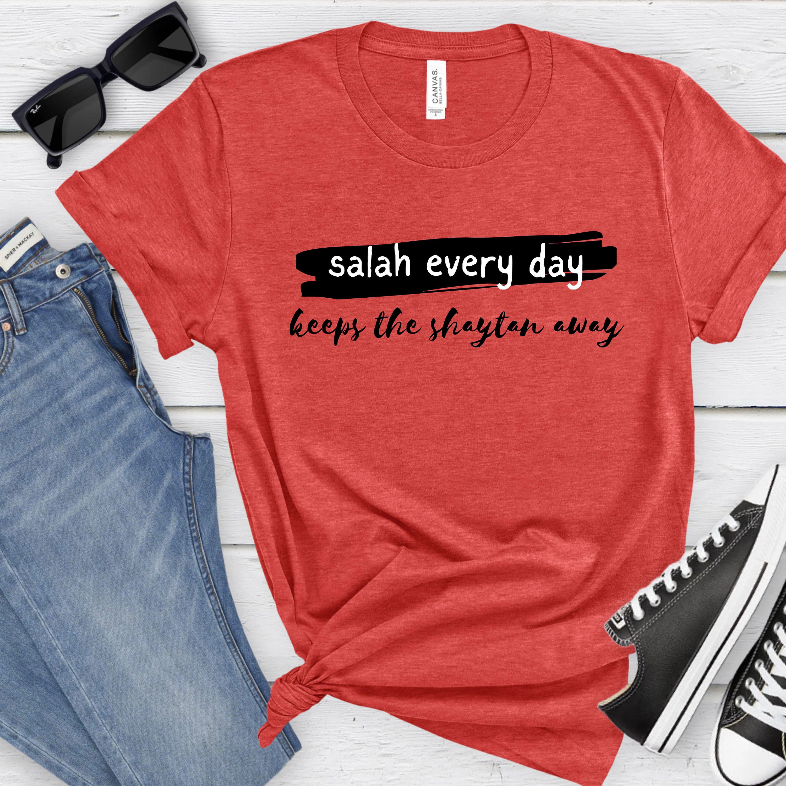 Muslim Shirt, Salah Keeps Shaytan Away Tshirt Religious Gift Shirt Islam Muslims Istikhara t-shirt praying gift for him or her,  Size S-XL