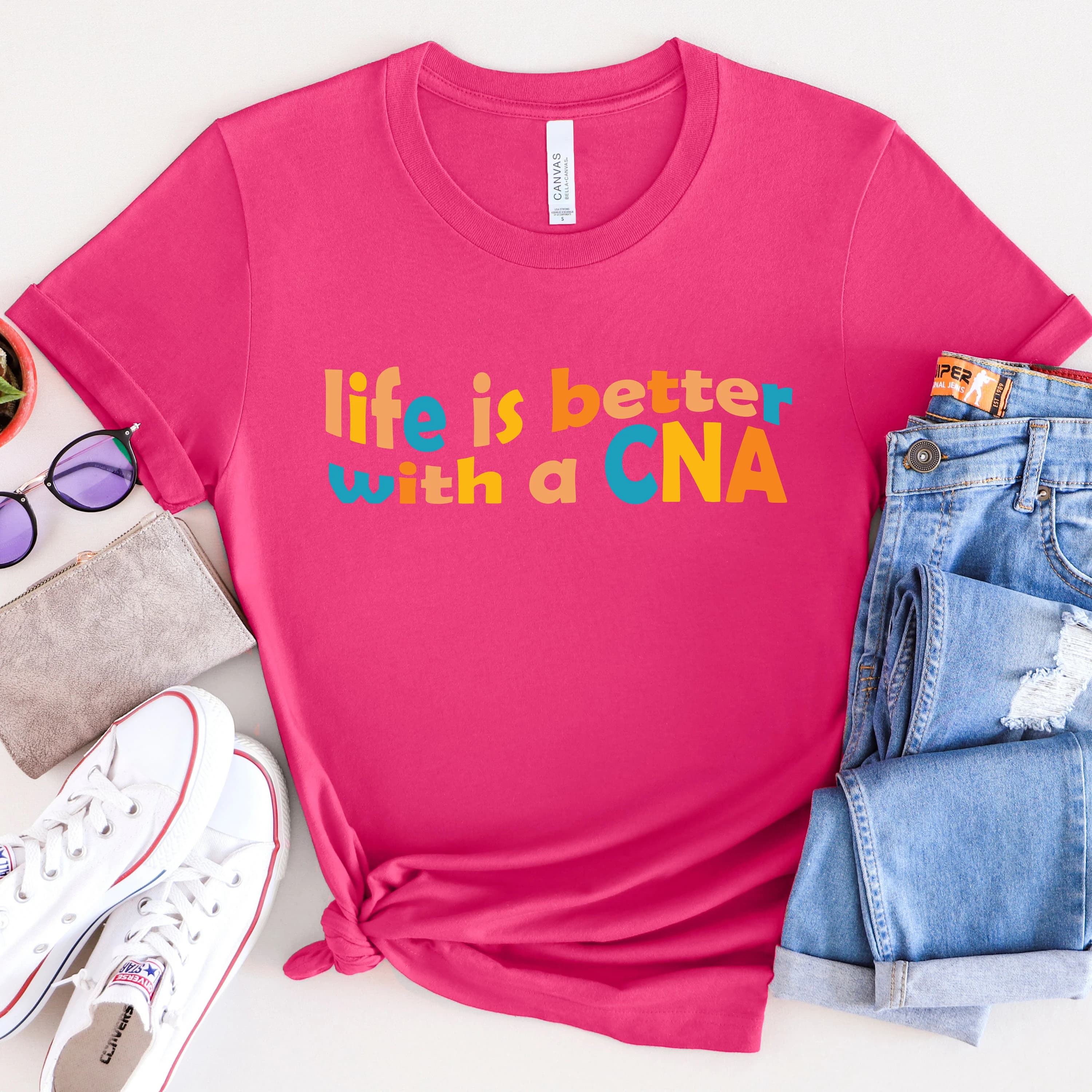 CNA Shirt Certified Nursing Assistant T-shirt, Life is Better with a CNA T shirt for Nursing Assistants, cna Nurse Gift,  Size S-XL - image 5