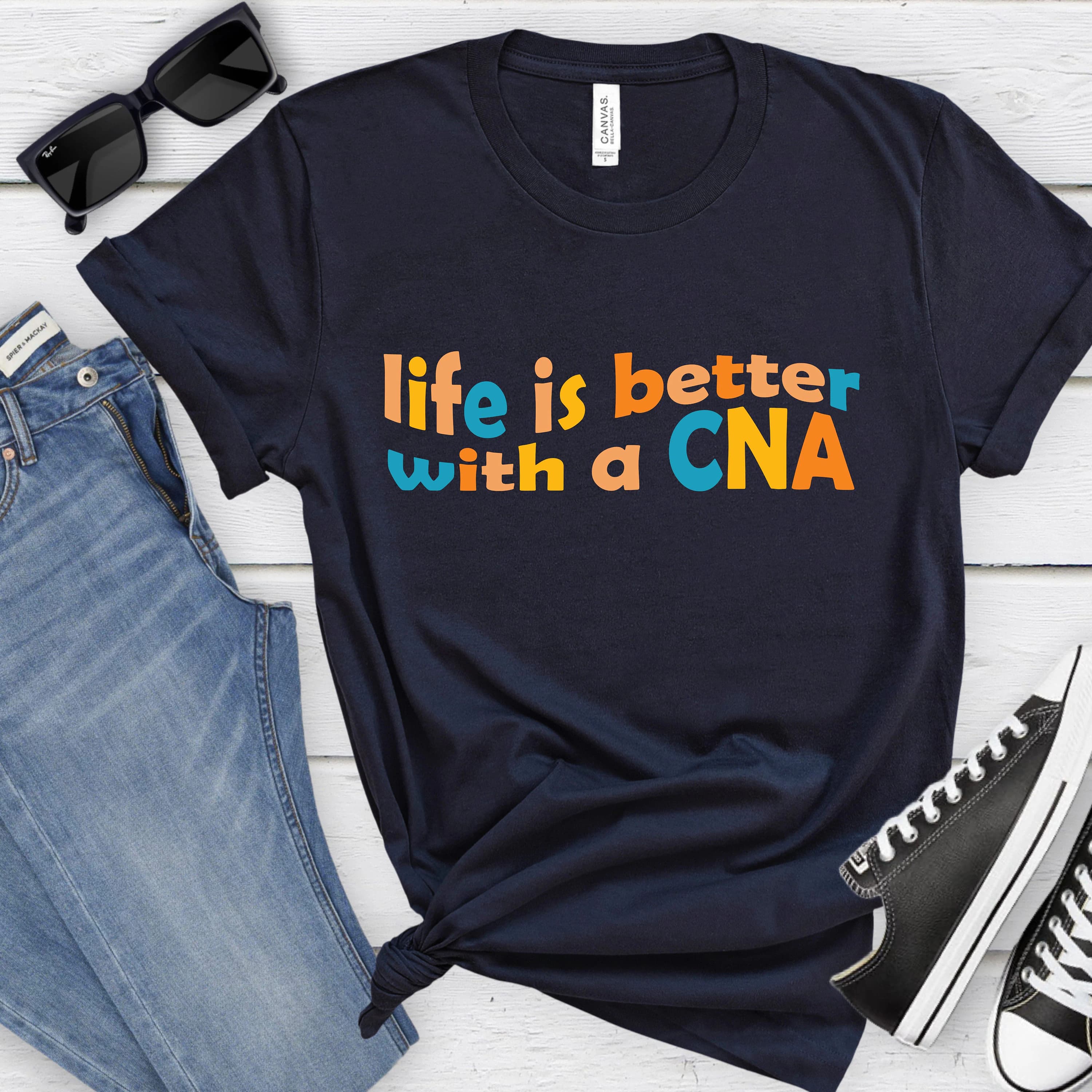 CNA Shirt Certified Nursing Assistant T-shirt, Life is Better with a CNA T shirt for Nursing Assistants, cna Nurse Gift,  Size S-XL - image 2