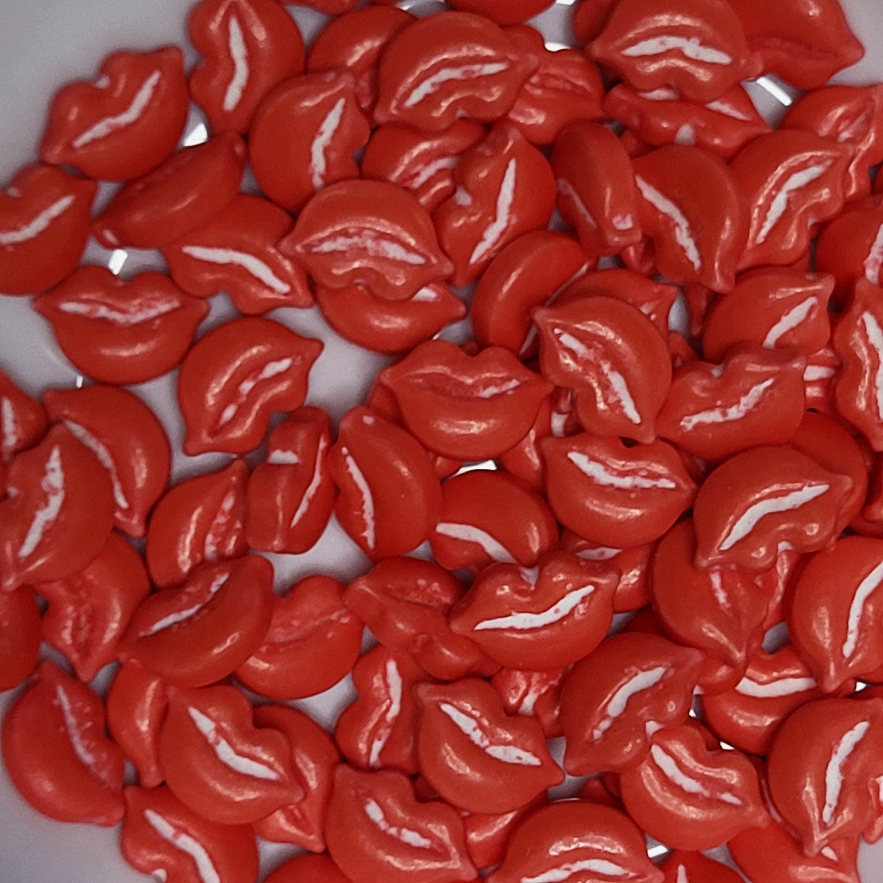 Red Lips Edible Sprinkles - Vegan Halal Cake Toppers - Valentine's Day Cupcake Decorations - Kiss Shape 1.5cm - Gluten Free Baking Supplies - image 4