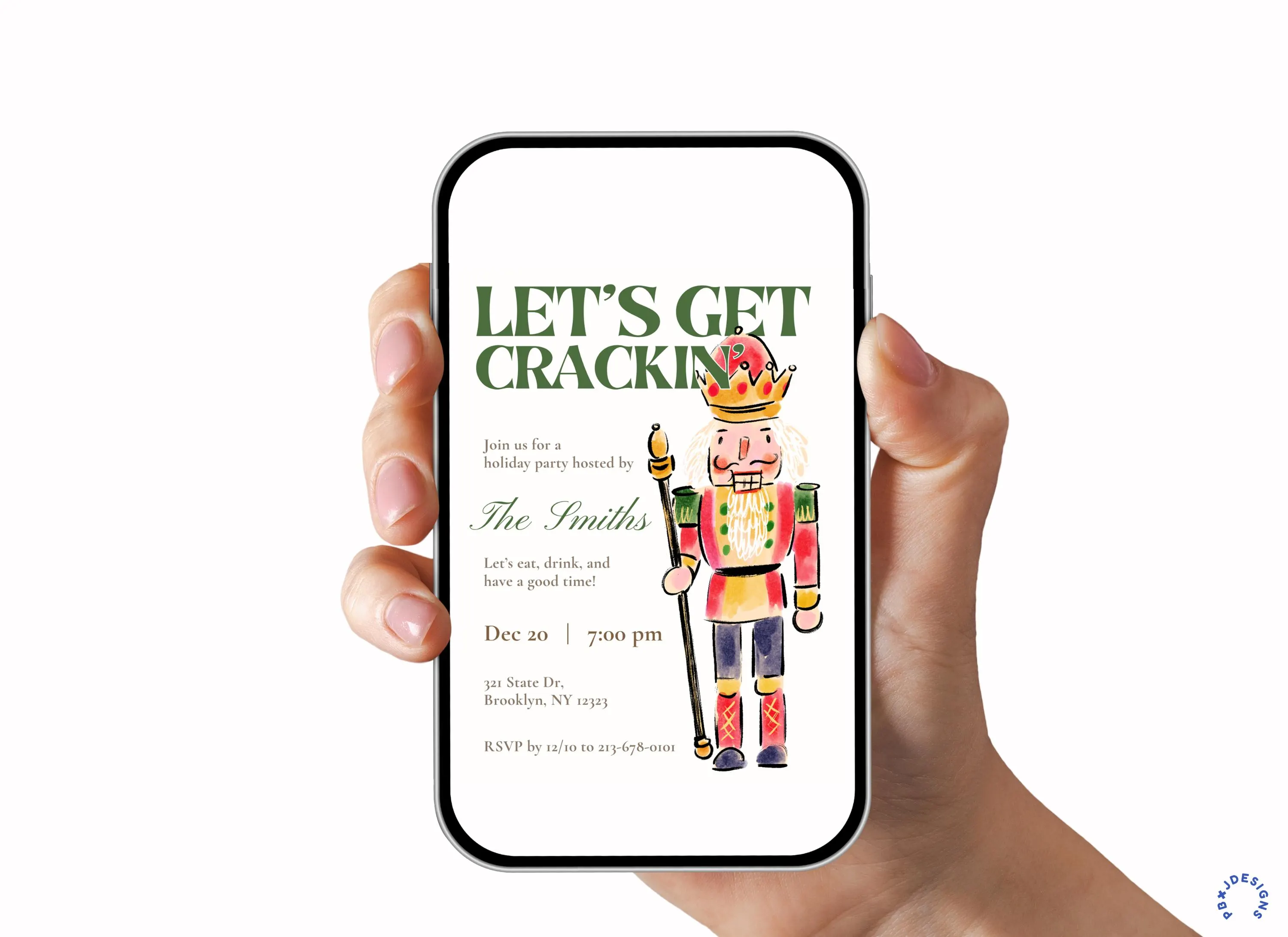 Nutcracker Christmas Party Digital Invitation: Let's Get Crackin', Template Editable on Canva - image 5