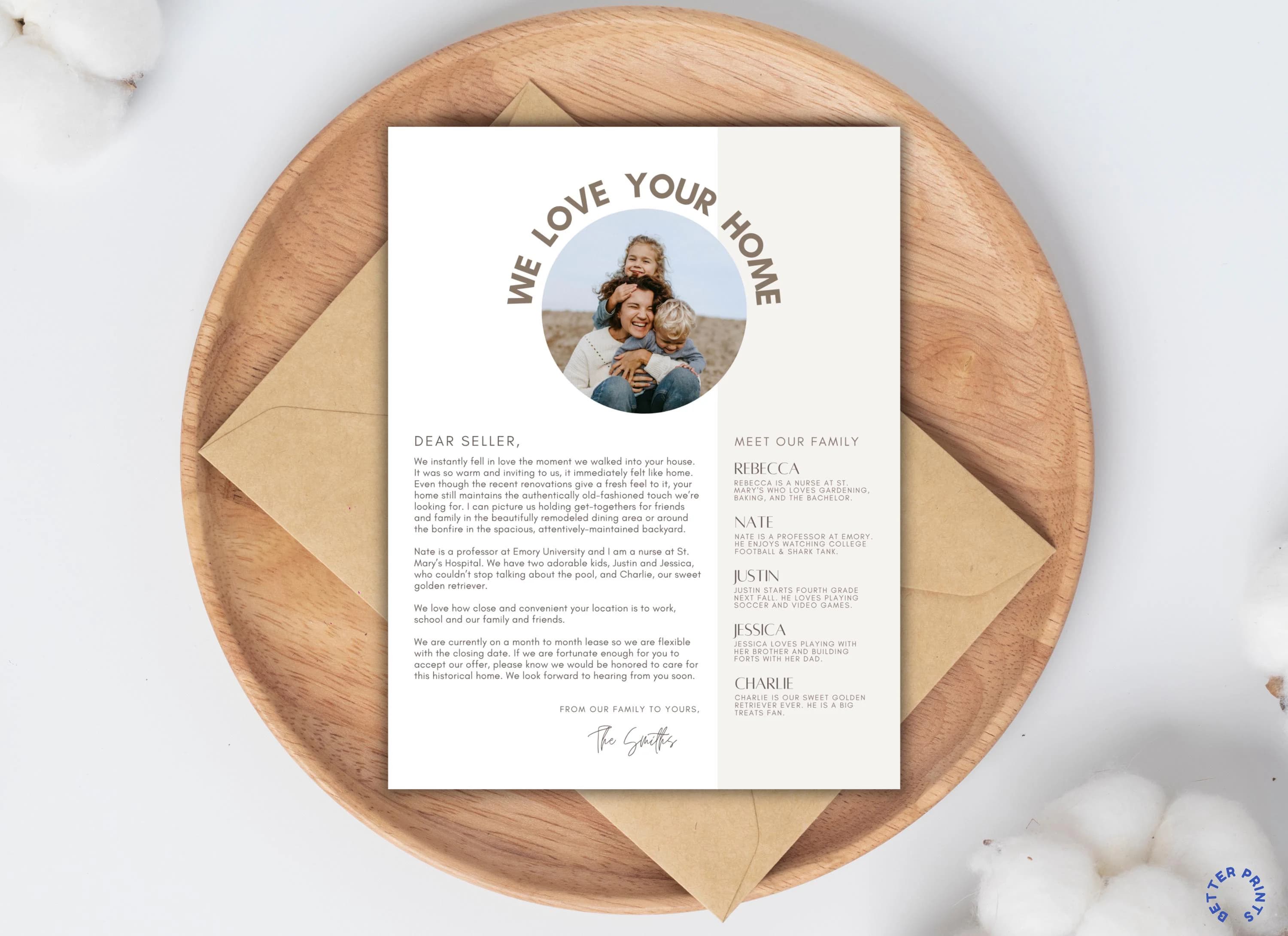 Home Buyer Love Letter Template, Real Estate Offer Letter to Seller: Instant Download (Canva)