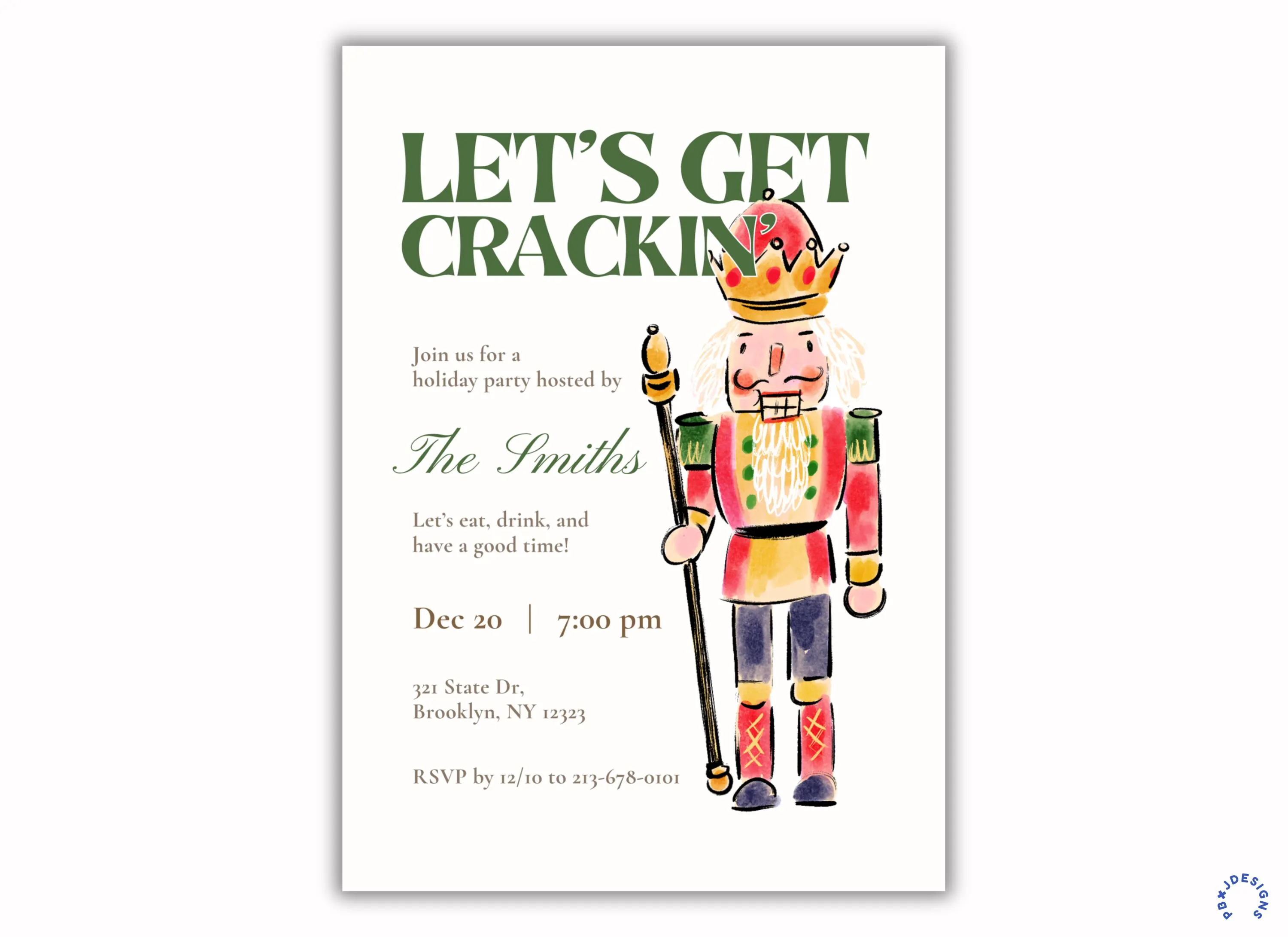 Nutcracker Christmas Party Digital Invitation: Let's Get Crackin', Template Editable on Canva - image 3