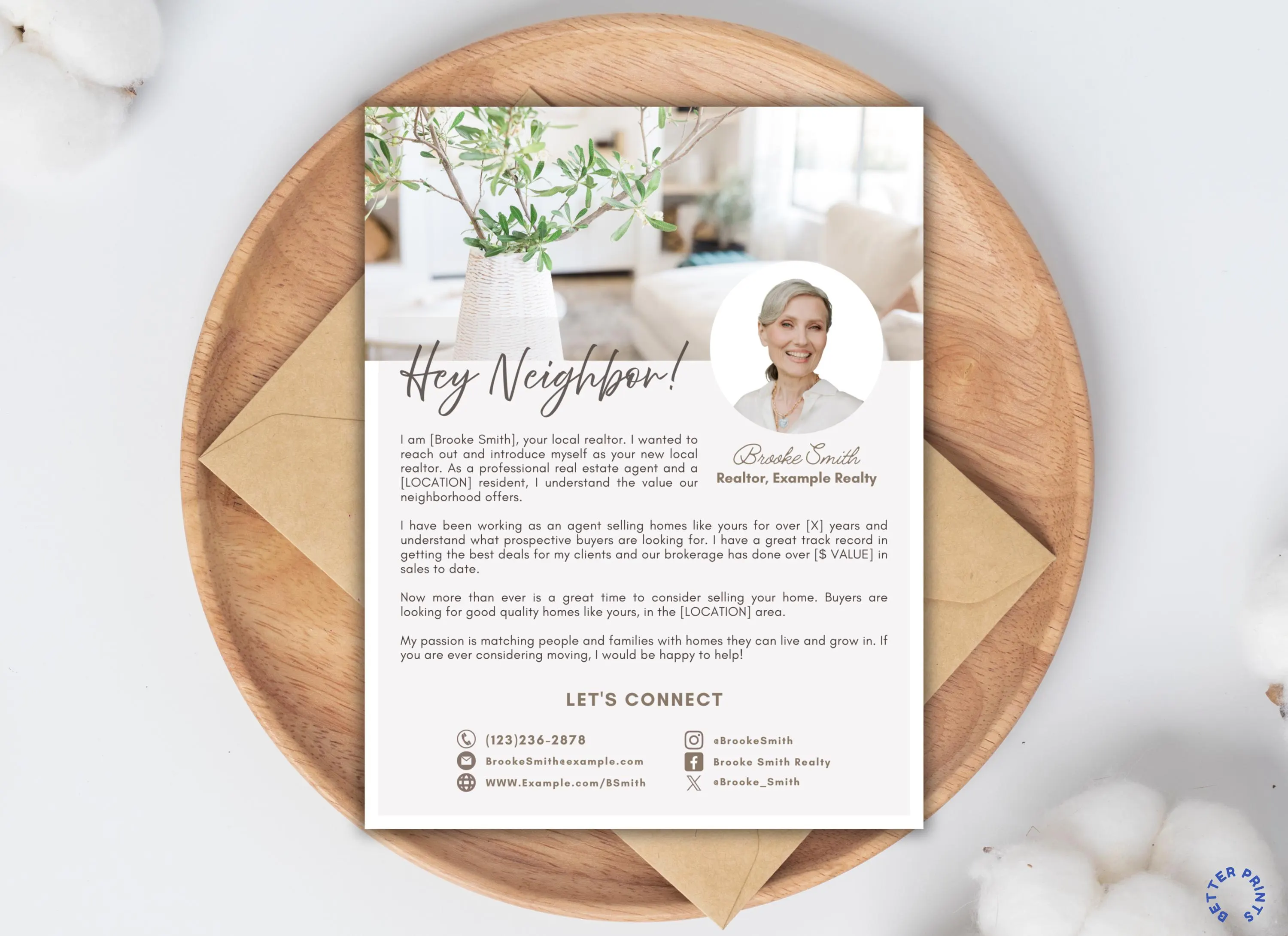 Realtor Introduction Letter Template, Real Estate Marketing Postcard (Canva Editable, Digital Download)