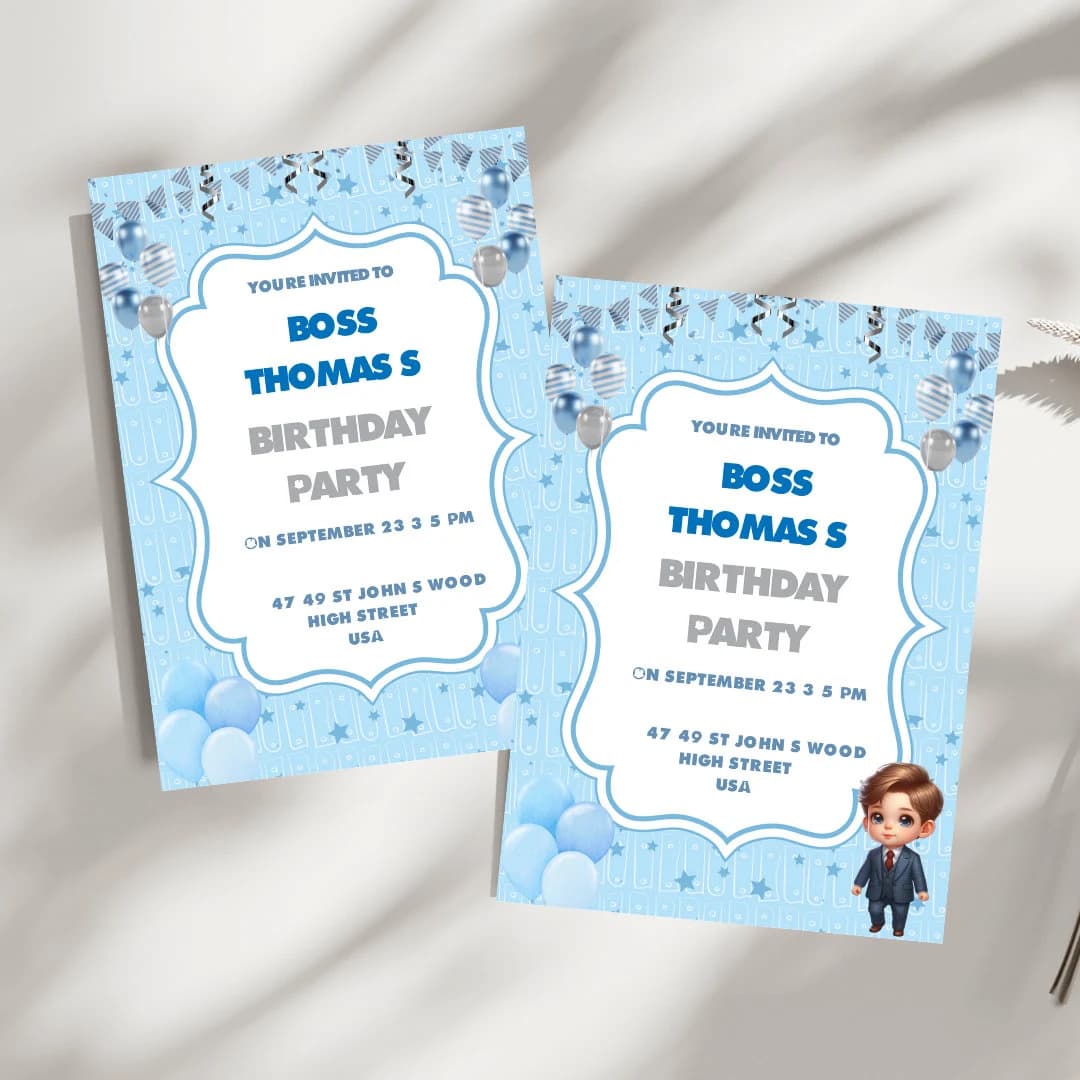 Editable Baby Boss Boy Birthday Invitation | Baby Party invitation | Template Editable-Printable | Invite Instant Download | 2 Templates - image 3