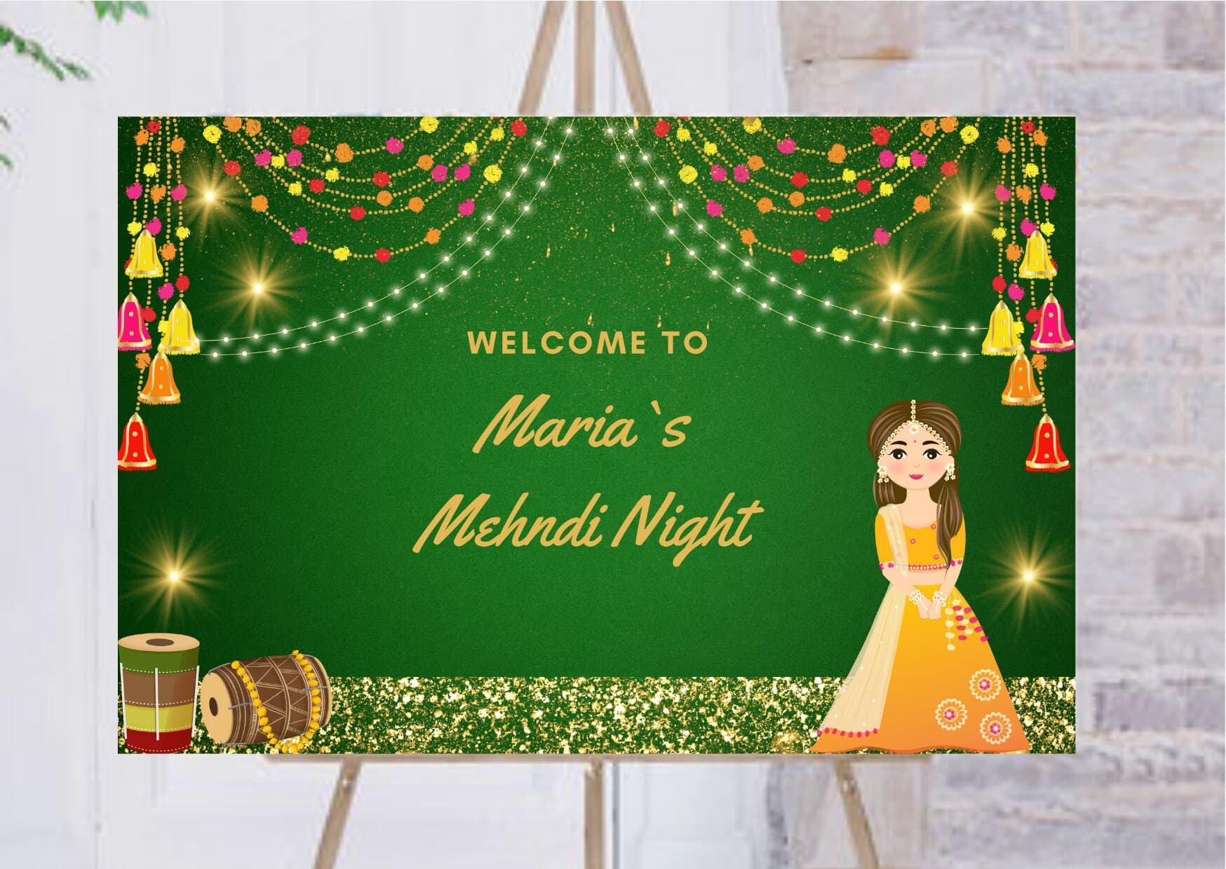 Dholak Welcome signs as Dholki Welcome Signs, Dholak Night signs as Punjabi Dholki signs, Muslim Dholki Decor signs & Mehndi Nights Canva - image 4