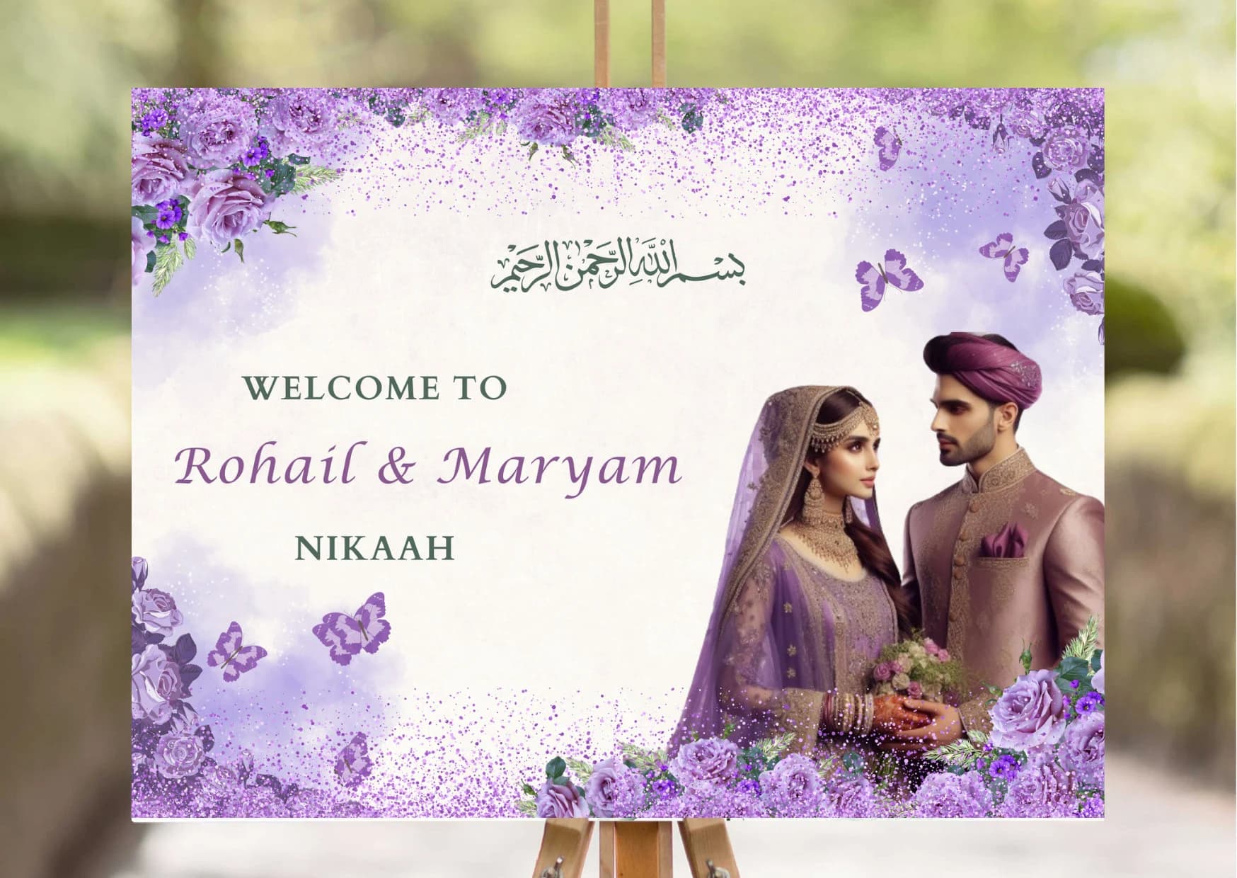 2 Template Includes Nikaah Wedding Signs as Muslim Nikah Waleema Sign, Floral Welcome Sign Walima & Waleema Welcome sign, Reception signages - image 3