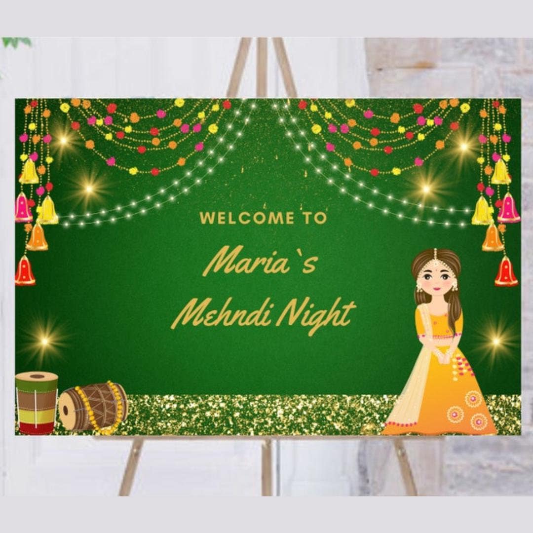 Dholak Welcome signs as Dholki Welcome Signs, Dholak Night signs as Punjabi Dholki signs, Muslim Dholki Decor signs & Mehndi Nights Canva