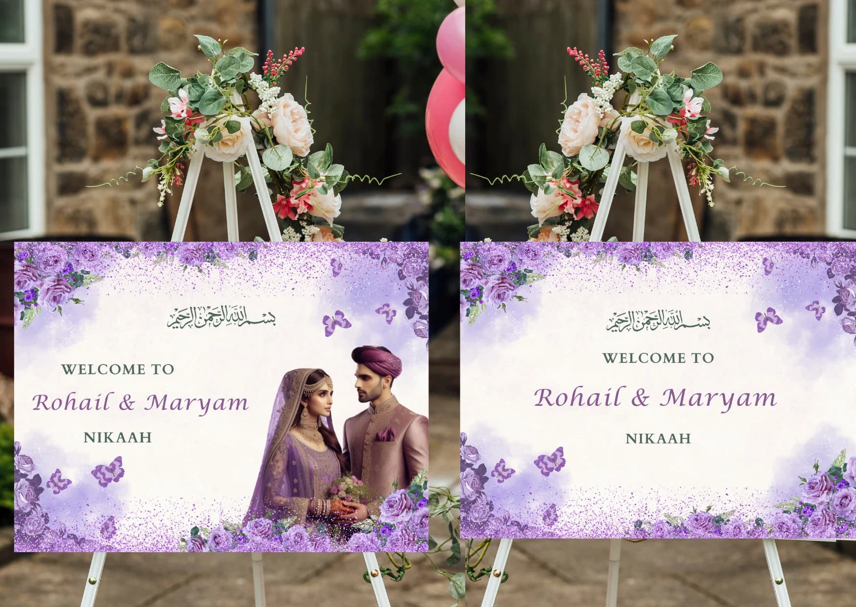 2 Template Includes Nikaah Wedding Signs as Muslim Nikah Waleema Sign, Floral Welcome Sign Walima & Waleema Welcome sign, Reception signages - image 4