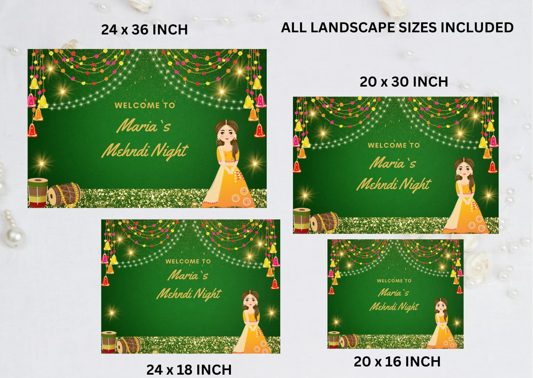 Dholak Welcome signs as Dholki Welcome Signs, Dholak Night signs as Punjabi Dholki signs, Muslim Dholki Decor signs & Mehndi Nights Canva - image 5