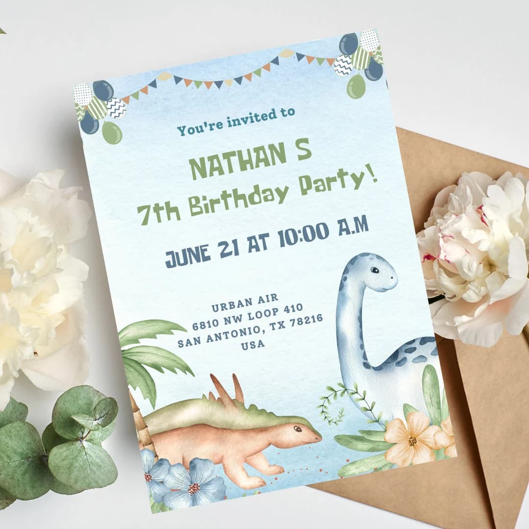 Digital Invitation | Editable Invitation | Birthday Invite | Digital Download | dinosaur invitations Party | dino Card Birthday Boy Invite