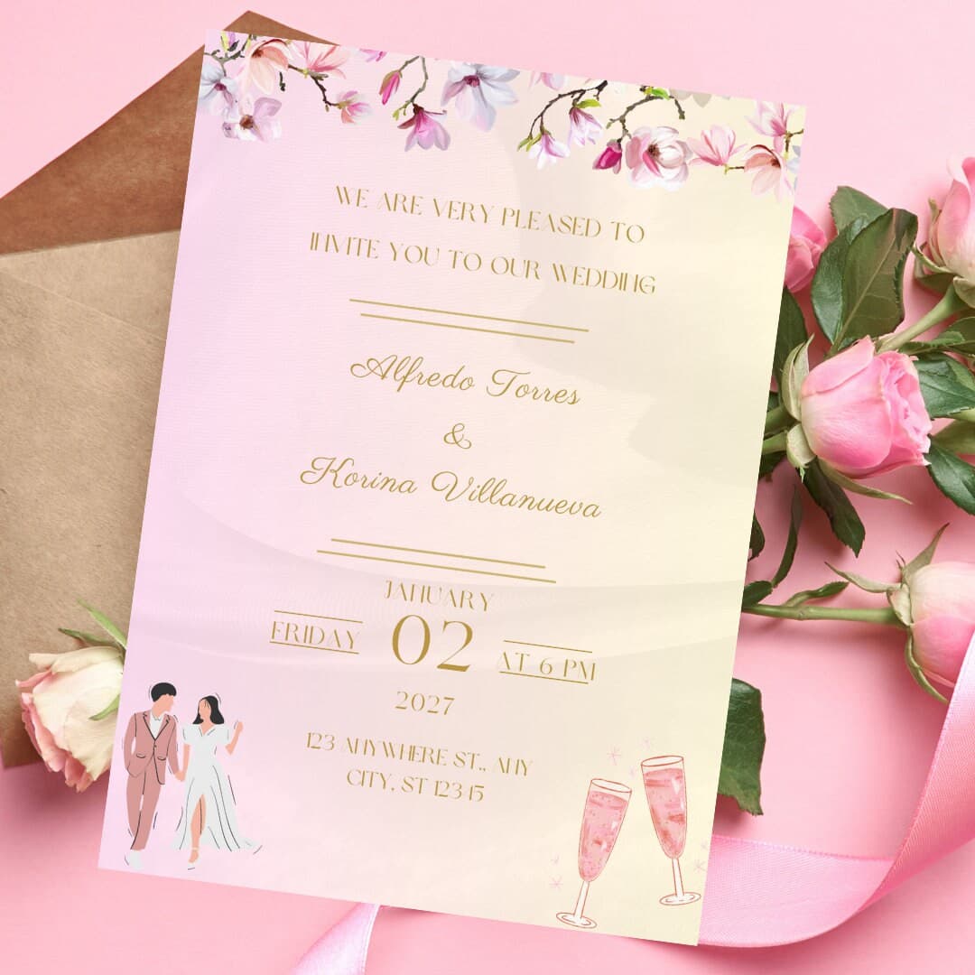 Smartphone wedding invitation, Smartphone Evite Template, iphone electronic, Electronic wedding, text message invitation, Print Canva Pink - image 3