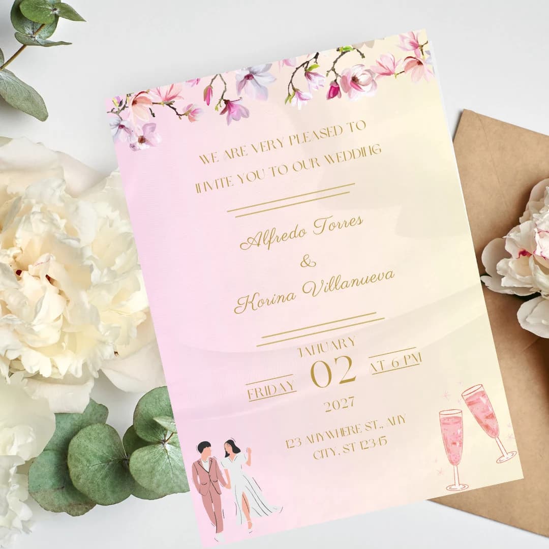 Smartphone wedding invitation, Smartphone Evite Template, iphone electronic, Electronic wedding, text message invitation, Print Canva Pink