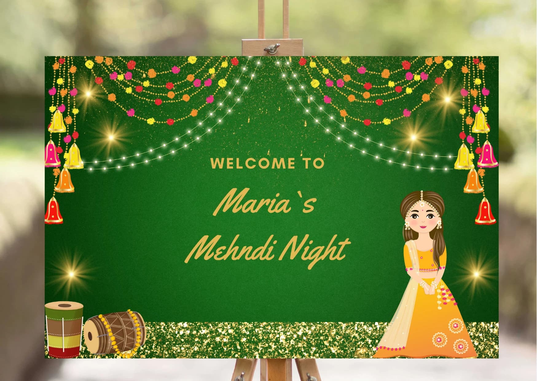 Dholak Welcome signs as Dholki Welcome Signs, Dholak Night signs as Punjabi Dholki signs, Muslim Dholki Decor signs & Mehndi Nights Canva - image 3