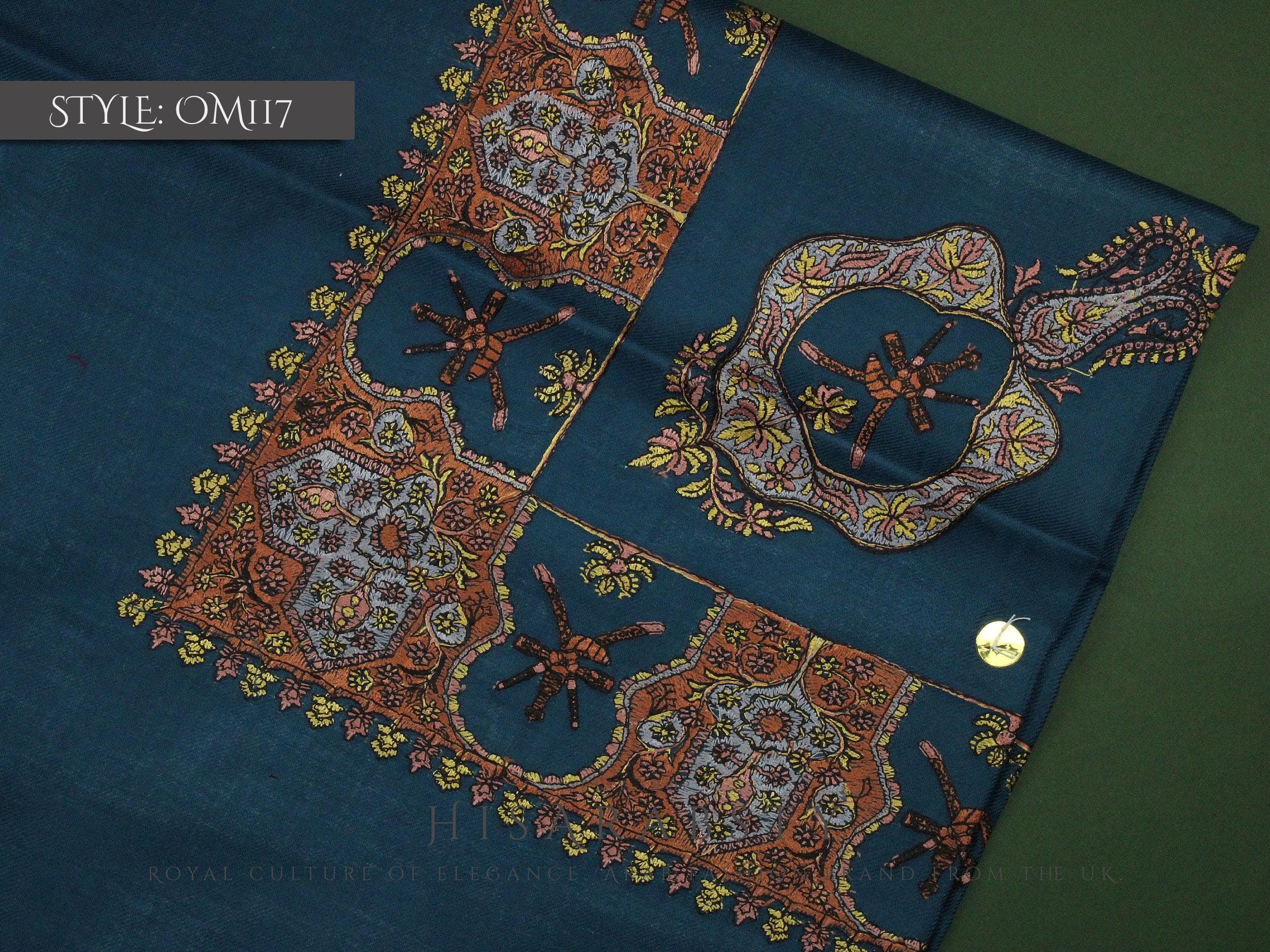 Rare Blue Colour National Omani Massar Embroidered Authentic Scarf Amazing Keffiyeh Imamah Ghutra Arab Men Unique Scarves Perfect Gift - image 3