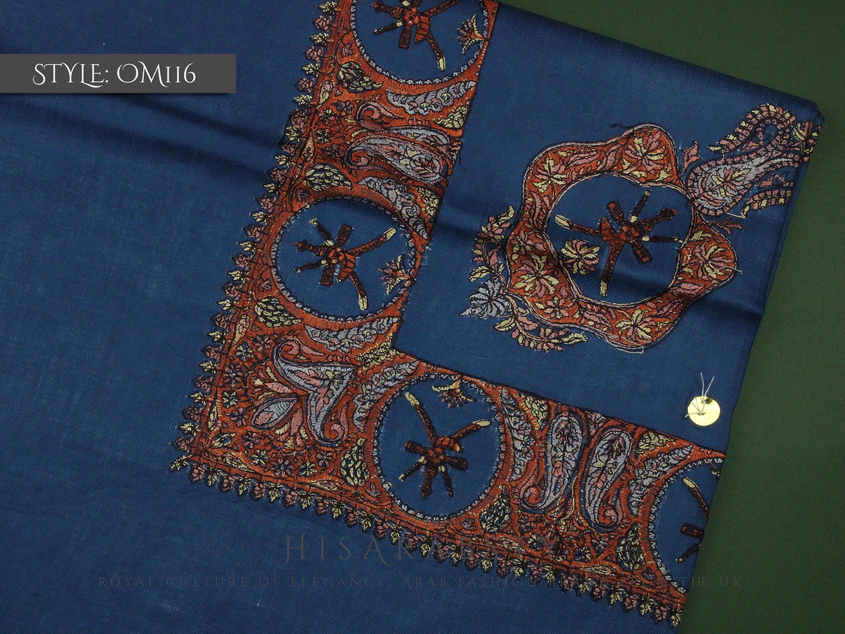 Rare Blue Colour National Omani Massar Embroidered Authentic Scarf Amazing Keffiyeh Imamah Ghutra Arab Men Unique Scarves Perfect Gift - image 4