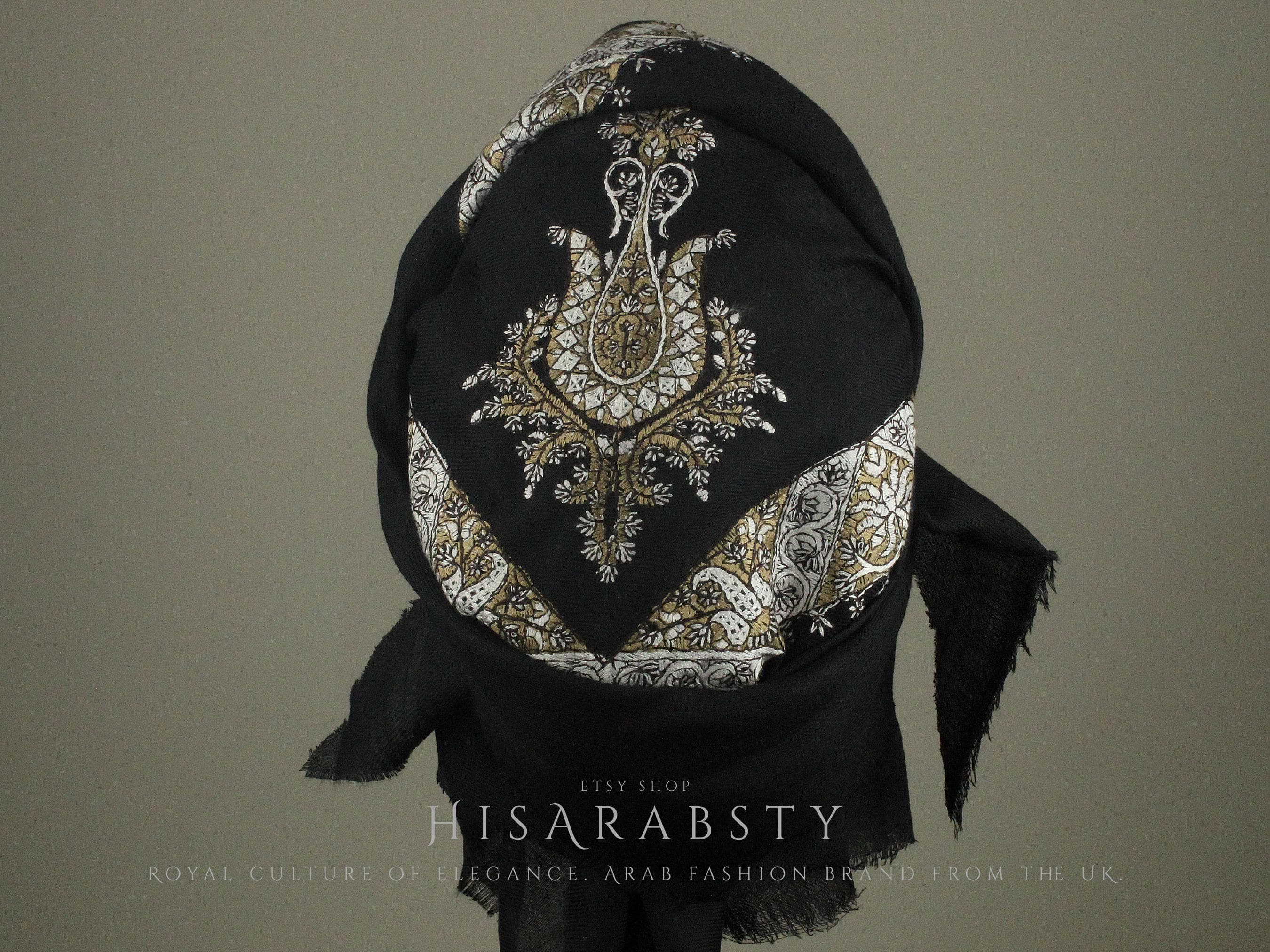 Ready To Wear Black Traditional Yemeni Embroidered Imamah Shemagh Adjustable Perfect For Men & Children Unique Scarf Easy To Wear AB35 - image 4
