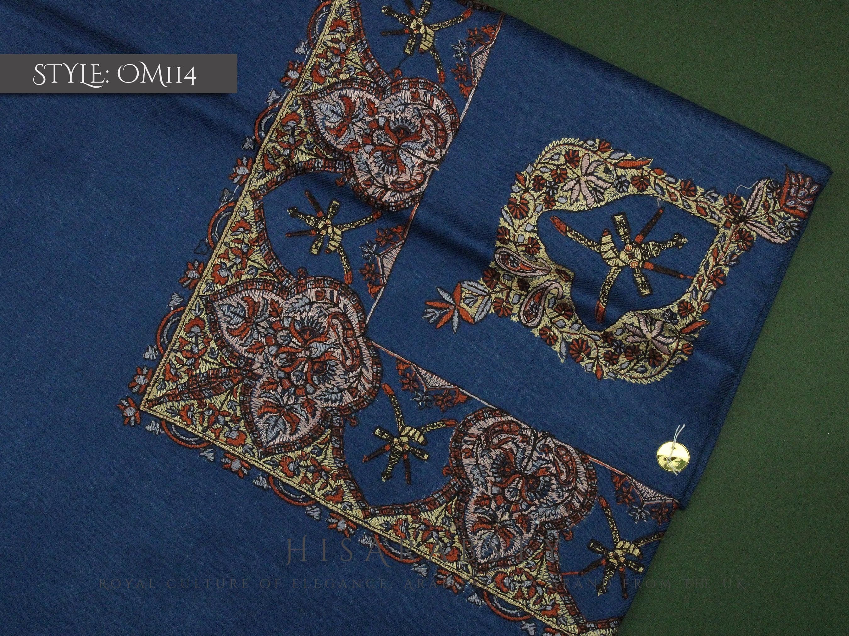 Rare Blue Colour National Omani Massar Embroidered Authentic Scarf Amazing Keffiyeh Imamah Ghutra Arab Men Unique Scarves Perfect Gift - image 5