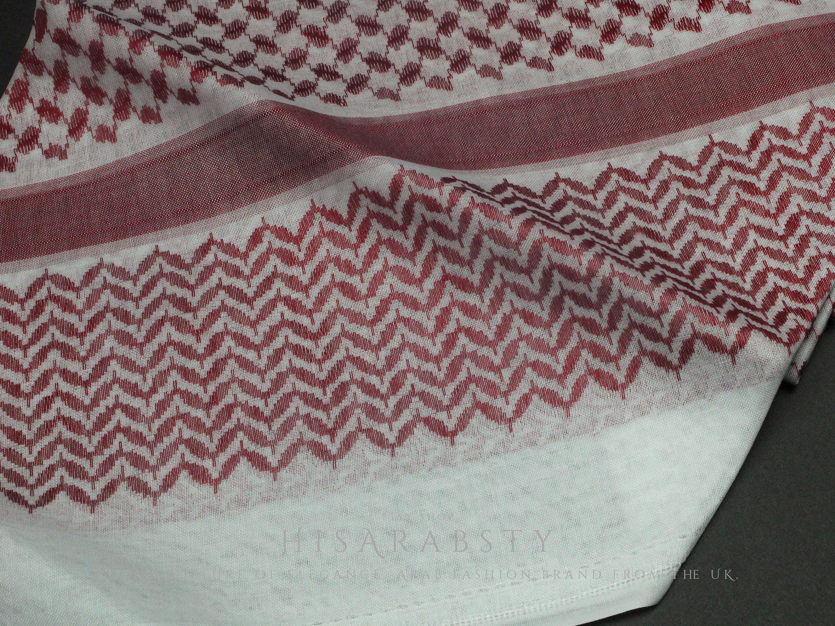 Rare Premium Red and White Shemagh Keffiyeh Original Arab Scarf Saudi Arabian Imamah Islamic Arabic Attire Unique Ghutra Outfit Soft AR232 - image 4