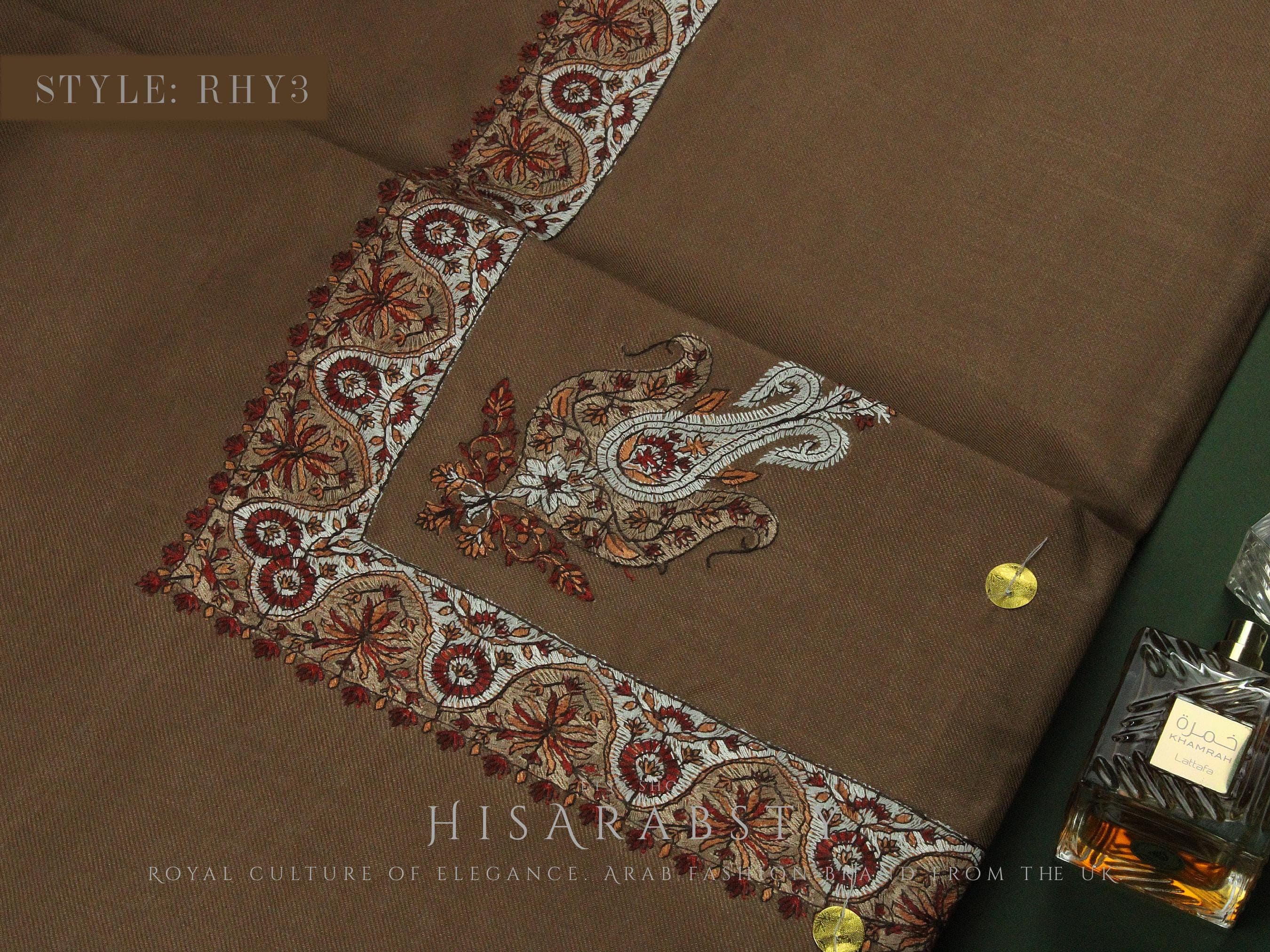 Rare Brown Authentic Yemeni Shemagh Embroidered Scarf Amazing Keffiyeh Imamah Turban Eid Outfit Islamic Attire Ramadhan Gift Ghutra Headwear - image 5