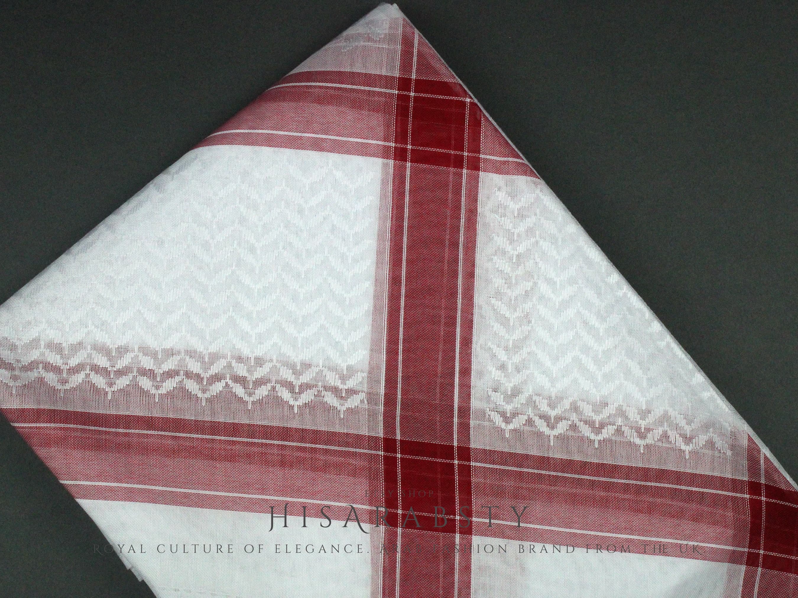 Rare Premium White Shemagh With Red Line Keffiyeh Original Arab Scarf Saudi Arabian Imamah Islamic Arabic Attire Ghutra Outfit Cotton Soft - image 5