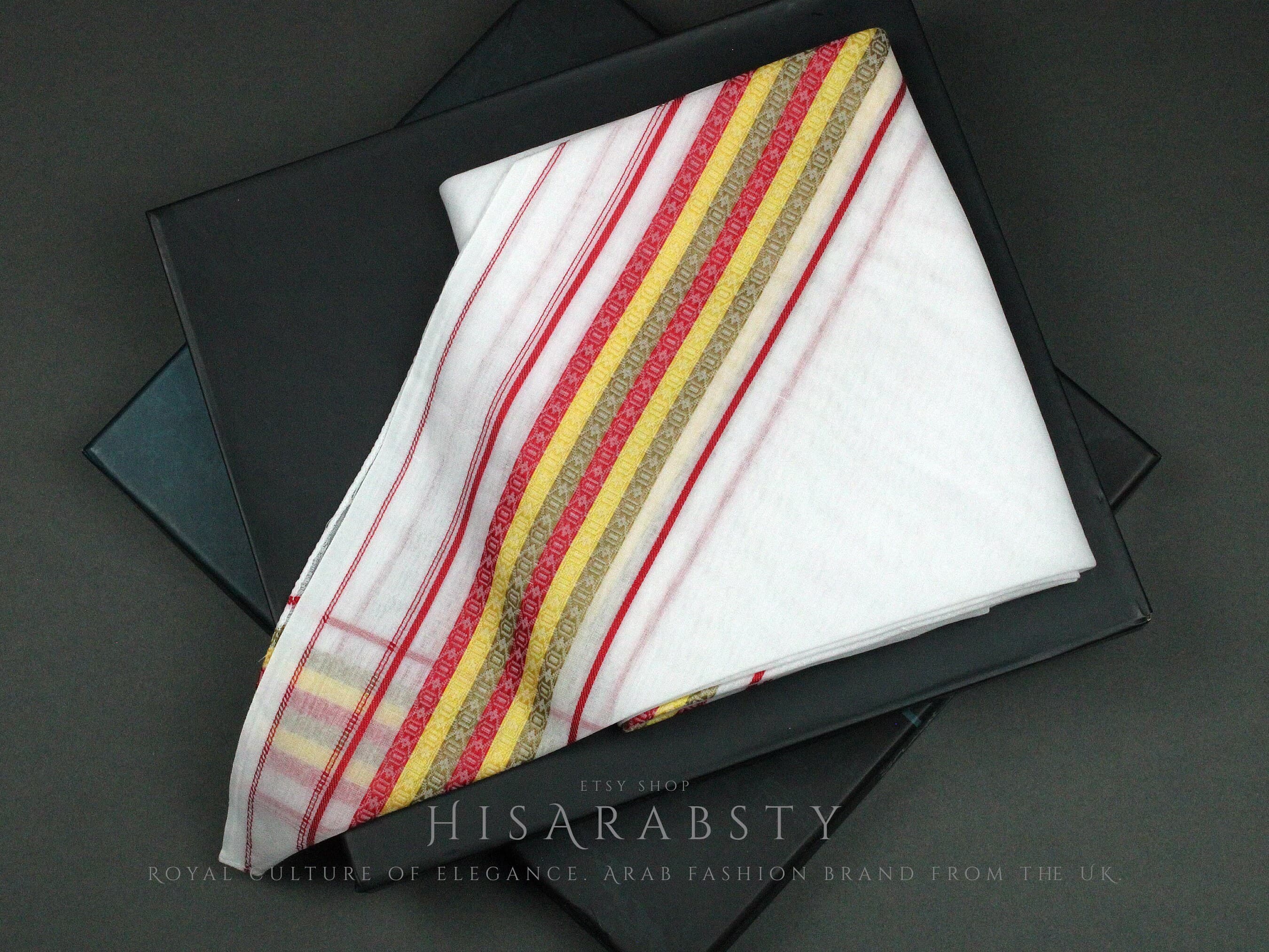 Premium White Embroidered Emirati Qatari Ghutra Authentic Scarf Rare Shemagh Soft Keffiyeh Imamah Voile Yashmagh Fancy Headware Arabian AR37 - image 3