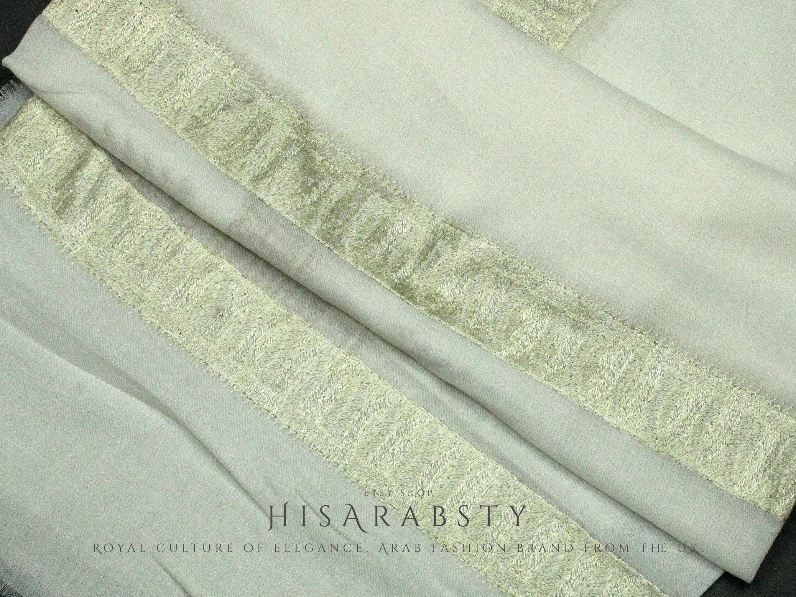 Rare Off-White Authentic Yemeni Shemagh Embroidered Scarf Amazing Keffiyeh Imamah Turban Modest Outfit Islamic Attire Ghutra Headwear AR8181 - image 4