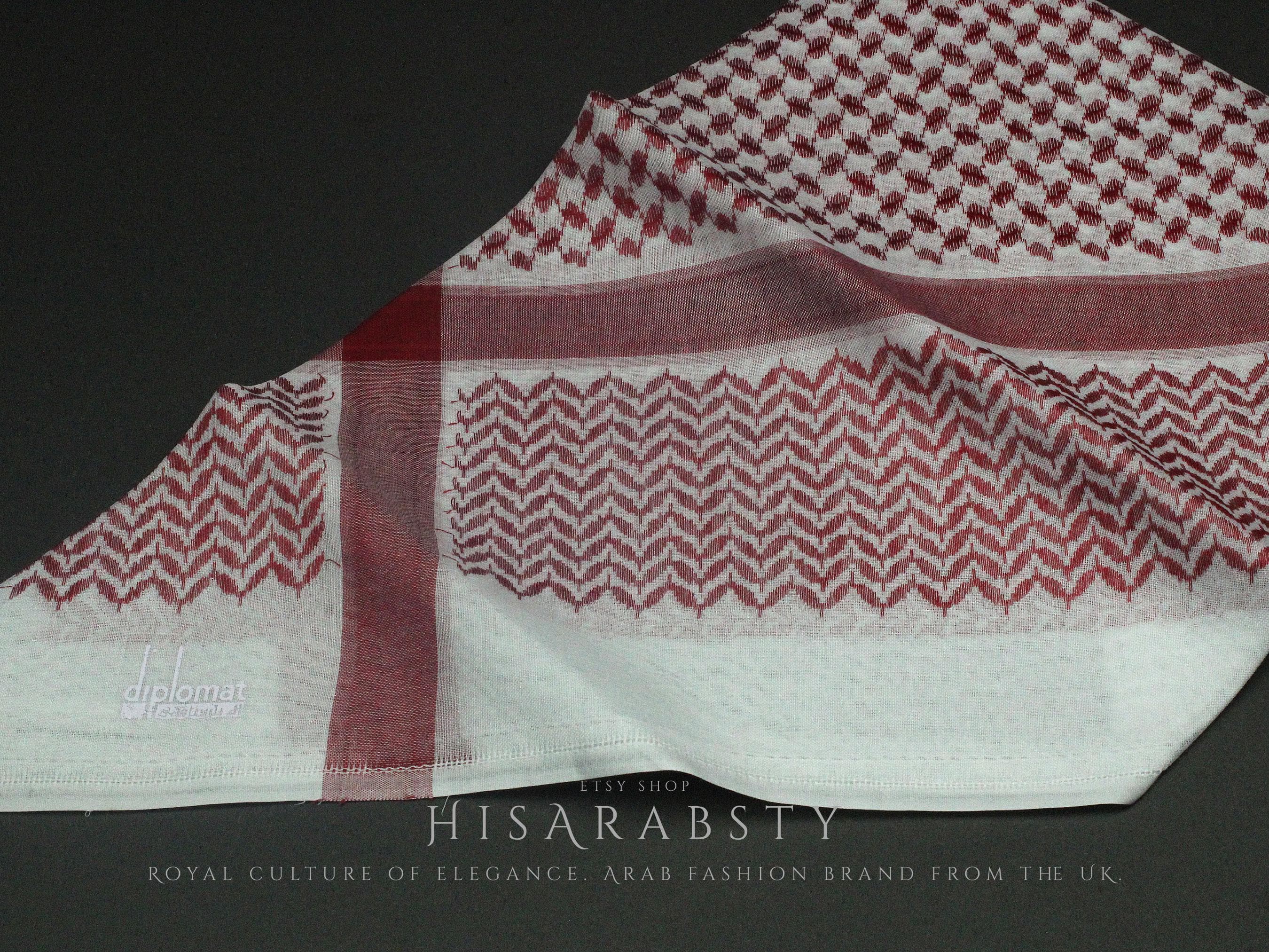 Rare Premium Red and White Shemagh Keffiyeh Original Arab Scarf Saudi Arabian Imamah Islamic Arabic Attire Unique Ghutra Outfit Soft AR232 - image 3