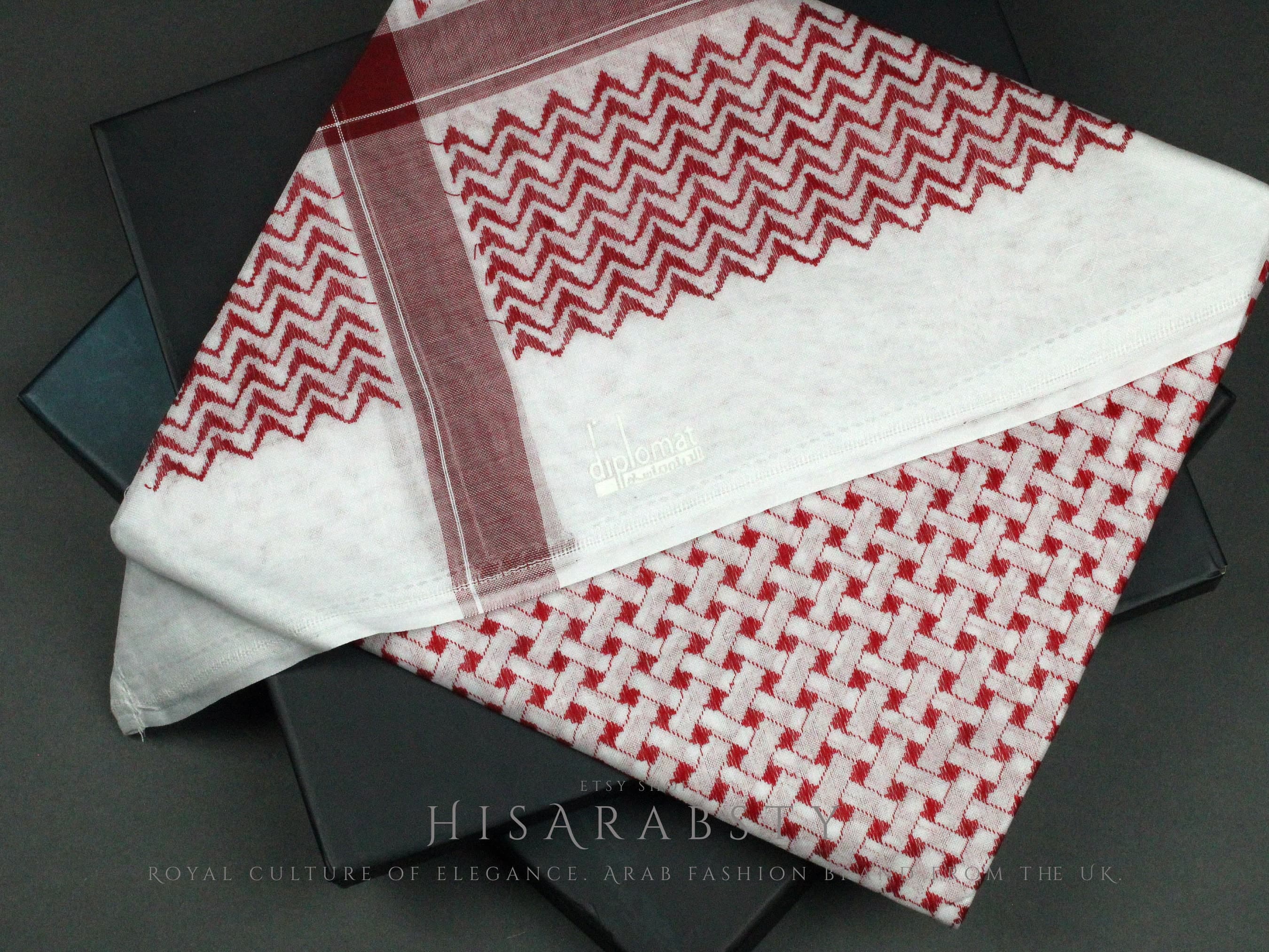 Rare Premium Red and White Shemagh Keffiyeh Original Arab Scarf Saudi Arabian Imamah Islamic Arabic Attire Unique Ghutra Outfit Soft AR40 - image 5